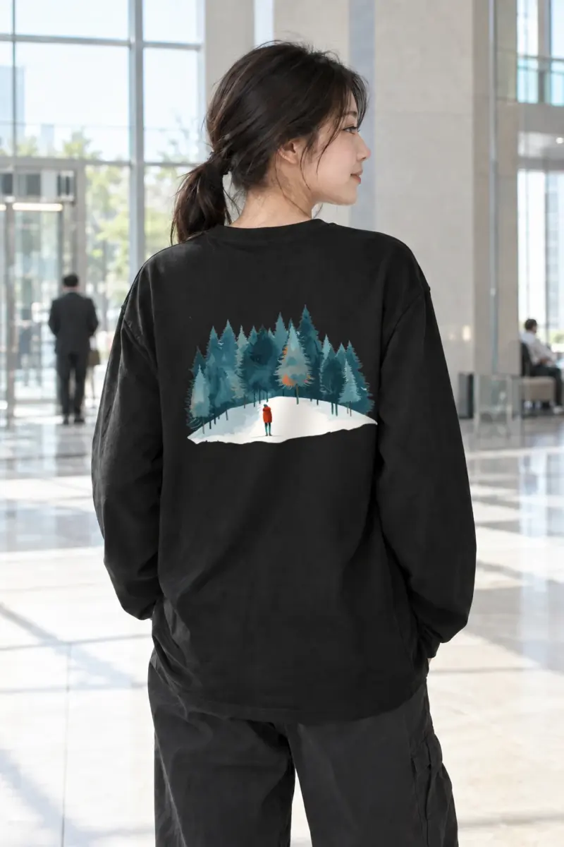 "Snowy Pine Path" Unisex Longsleeve T-shirt | Gildan 2400