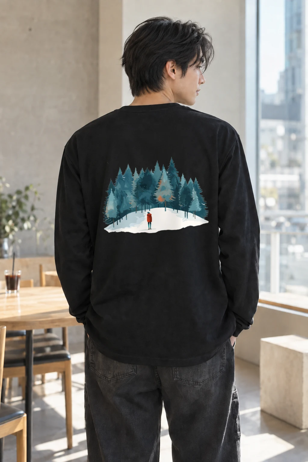 "Snowy Pine Path" Unisex Longsleeve T-shirt | Gildan 2400