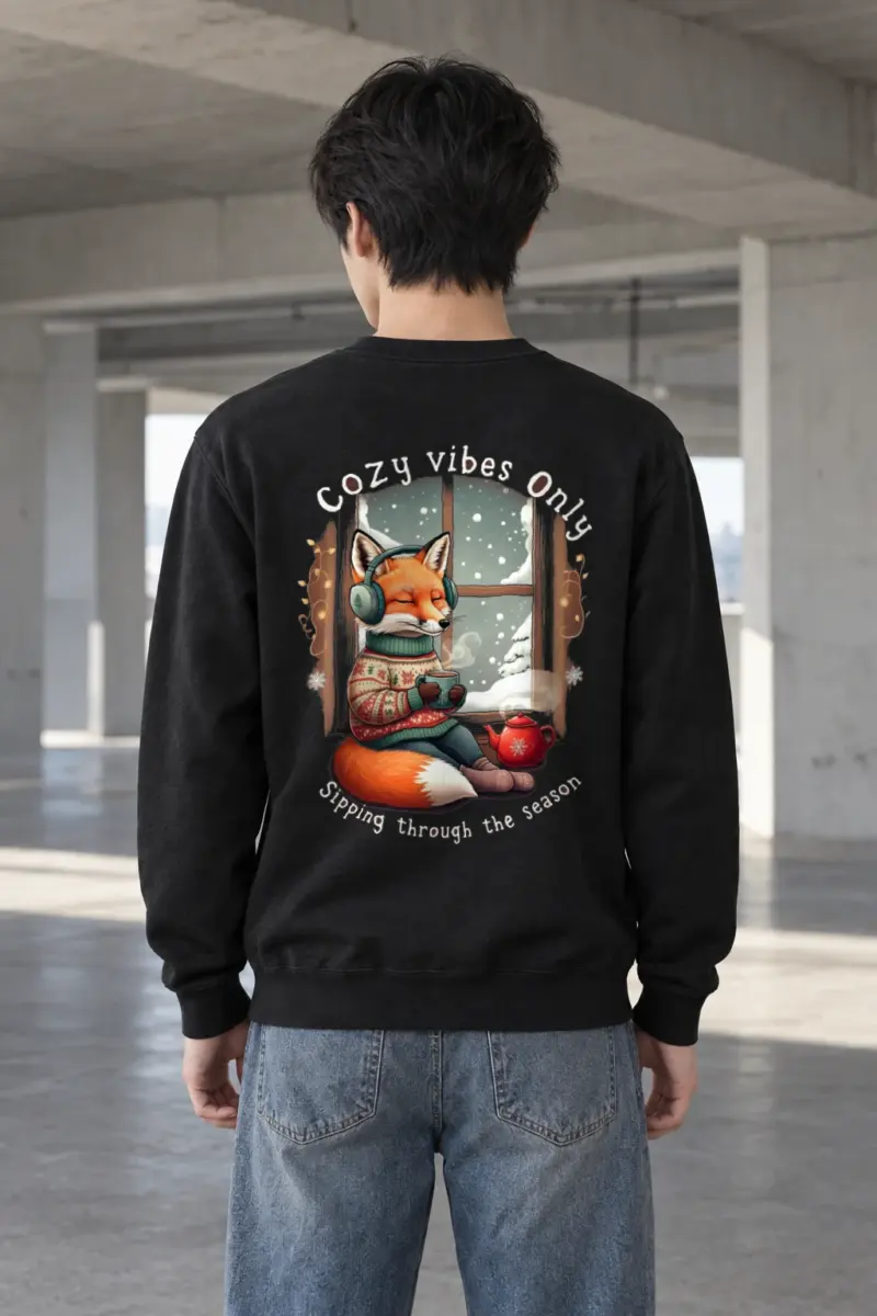 "Snowy Window Fox" Heavy Blend Unisex Crewneck Sweatshirt