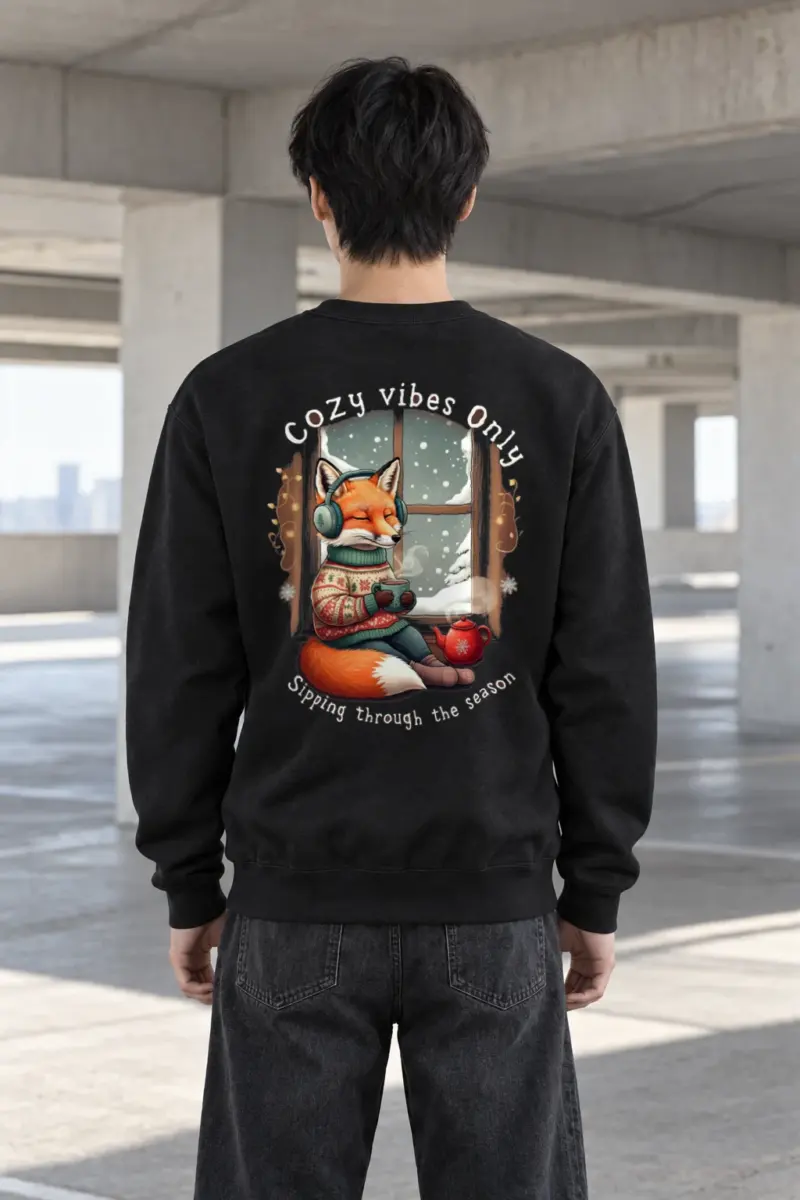 "Snowy Window Fox" Heavy Blend Unisex Crewneck Sweatshirt | Gildan 18000
