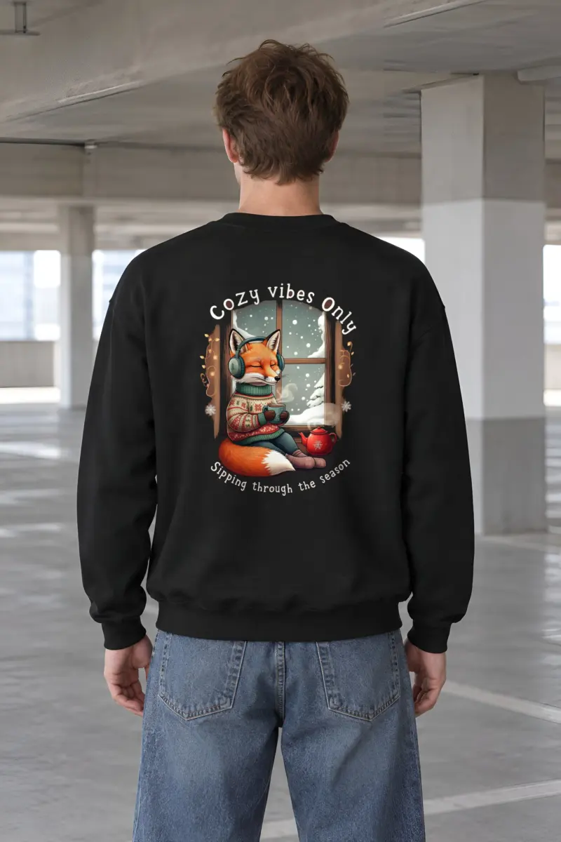 "Snowy Window Fox" Heavy Blend Unisex Crewneck Sweatshirt