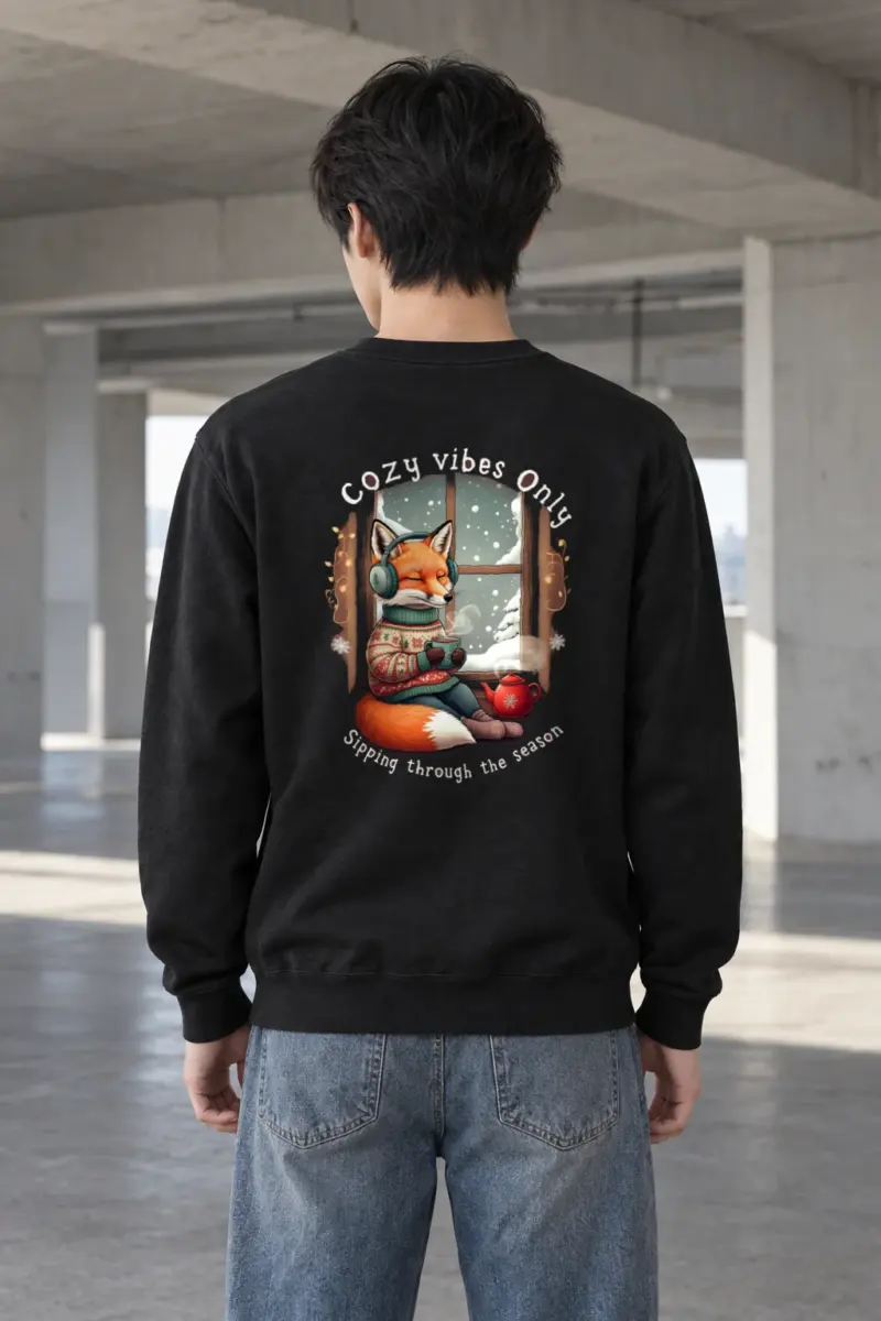 "Snowy Window Fox" Heavy Blend Unisex Crewneck Sweatshirt