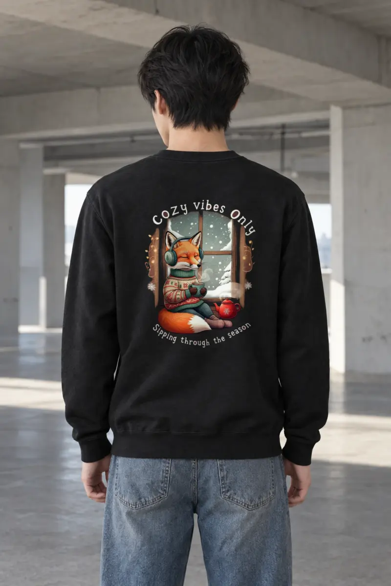 "Snowy Window Fox" Heavy Blend Unisex Crewneck Sweatshirt