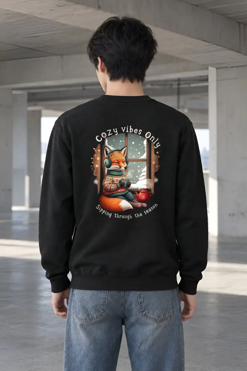"Snowy Window Fox" Heavy Blend Unisex Crewneck Sweatshirt
