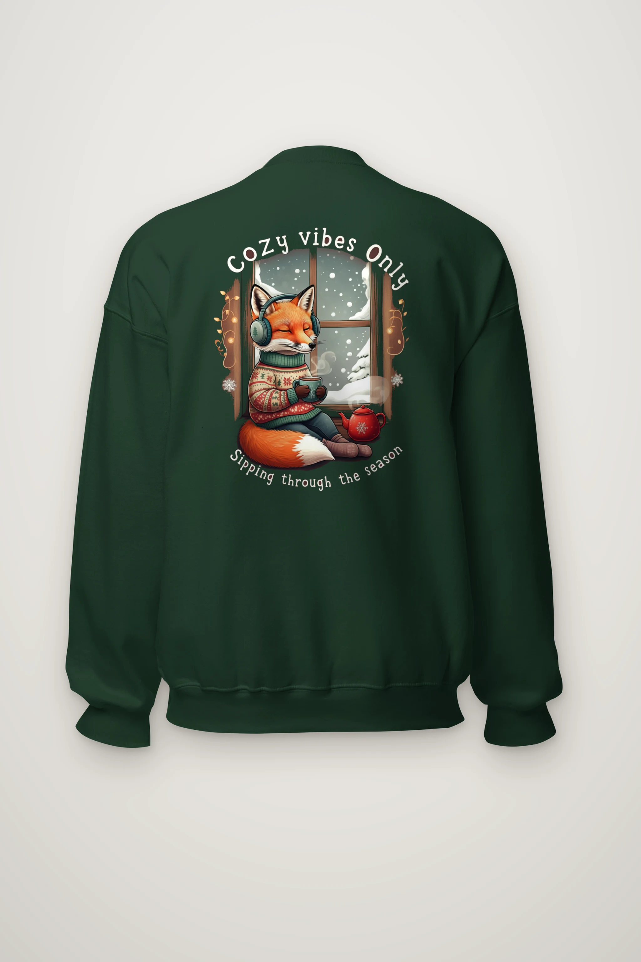 "Snowy Window Fox" Heavy Blend Unisex Crewneck Sweatshirt