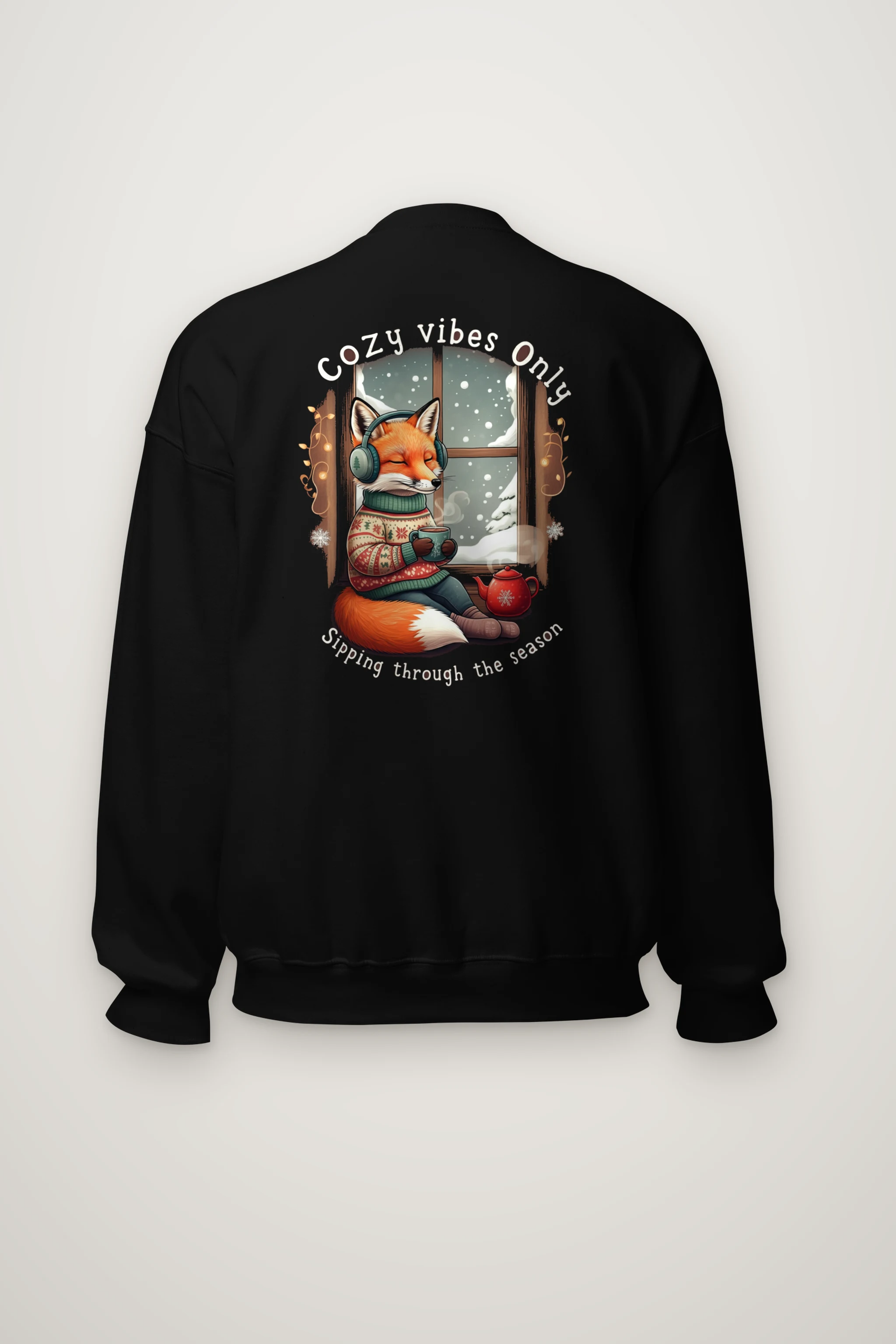"Snowy Window Fox" Heavy Blend Unisex Crewneck Sweatshirt