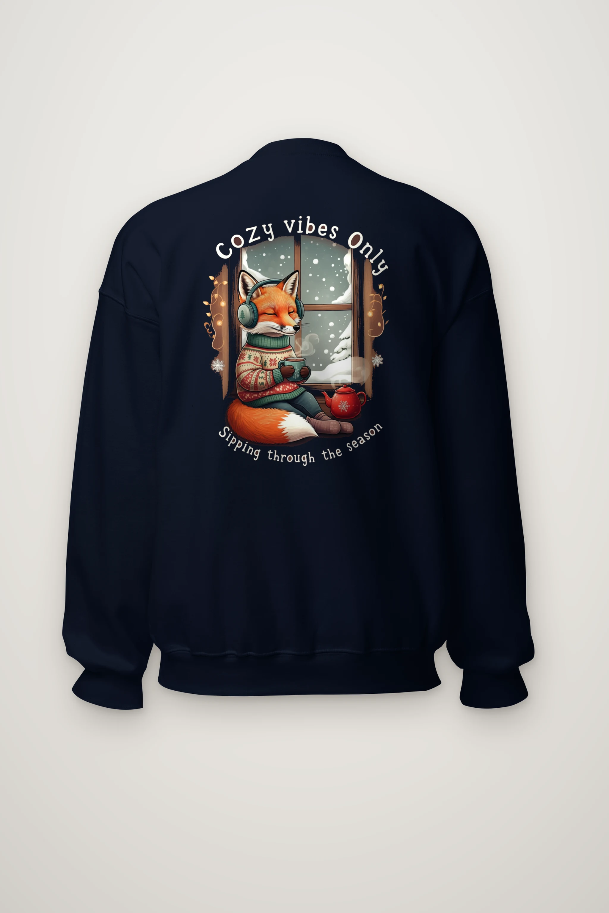 "Snowy Window Fox" Heavy Blend Unisex Crewneck Sweatshirt