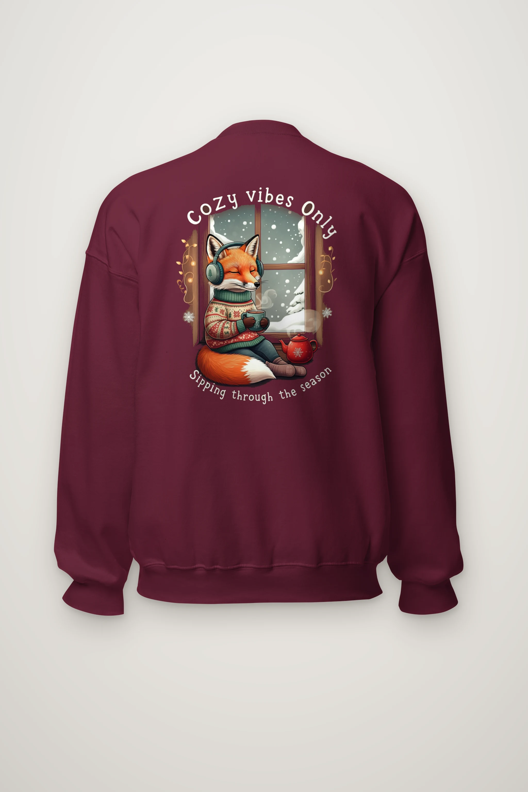 "Snowy Window Fox" Heavy Blend Unisex Crewneck Sweatshirt