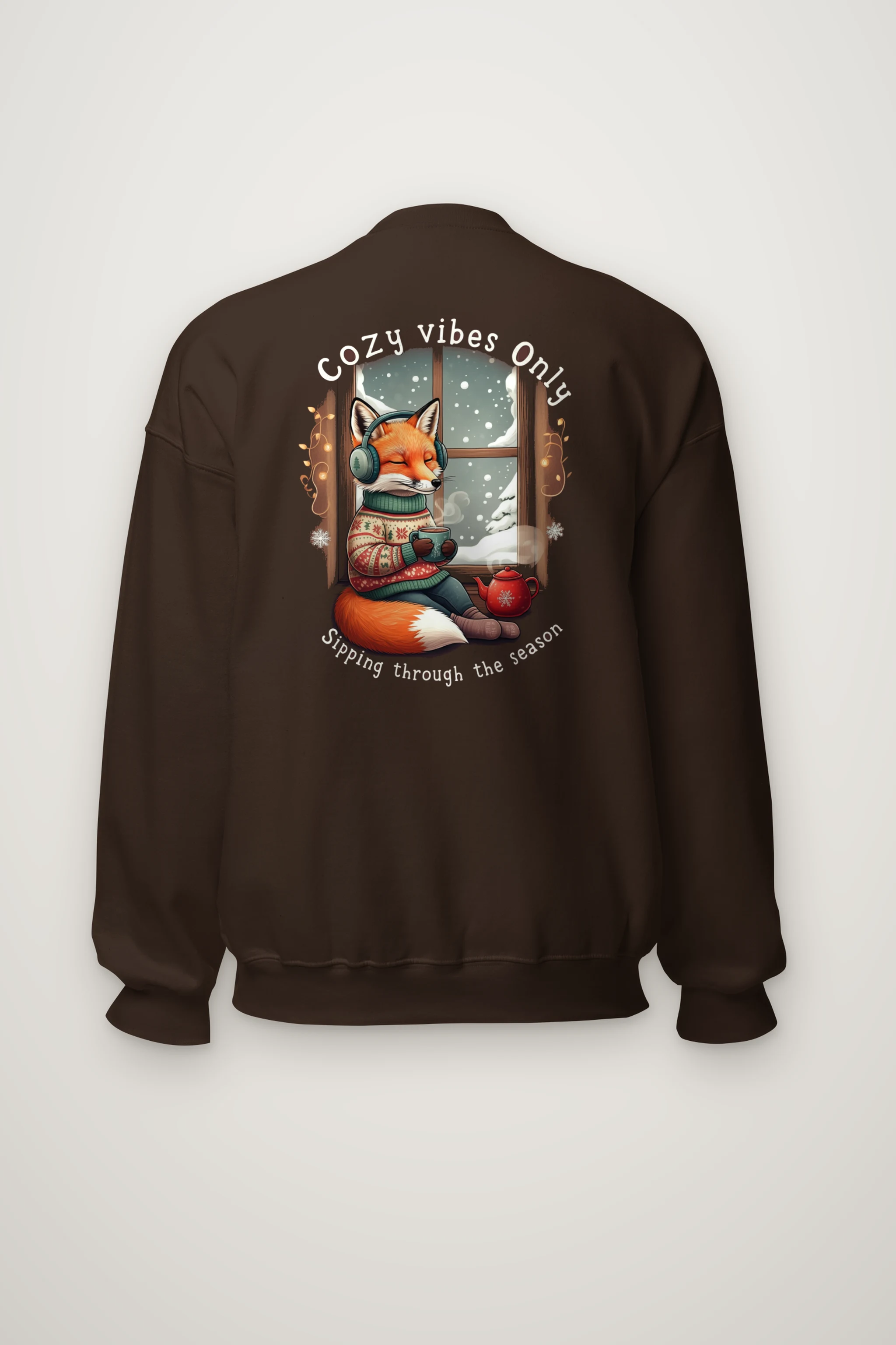 "Snowy Window Fox" Heavy Blend Unisex Crewneck Sweatshirt