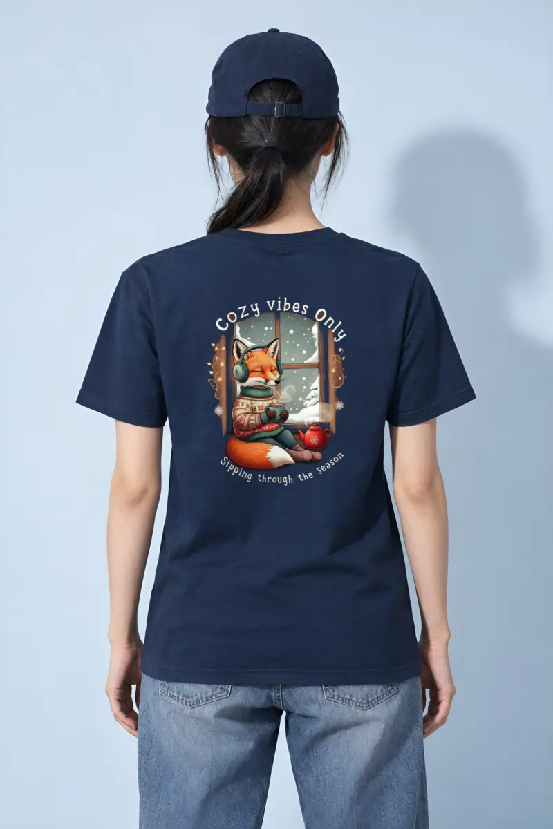 "Snowy Window Fox" Heavyweight Unisex Crewneck T-shirt