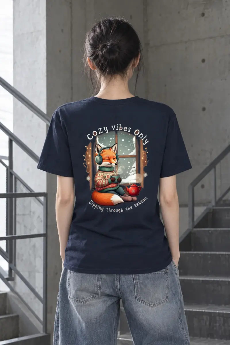 "Snowy Window Fox" Heavyweight Unisex Crewneck T-shirt