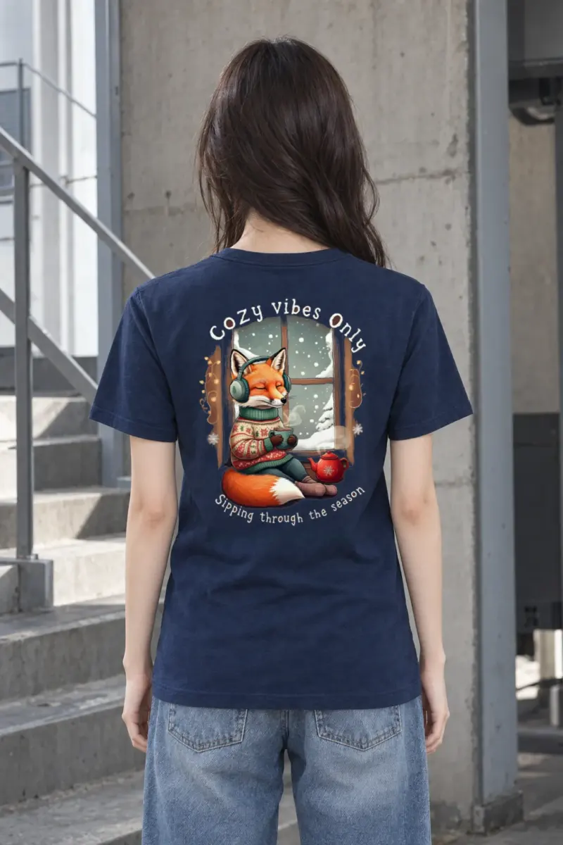 "Snowy Window Fox" Heavyweight Unisex Crewneck T-shirt | Gildan 5000
