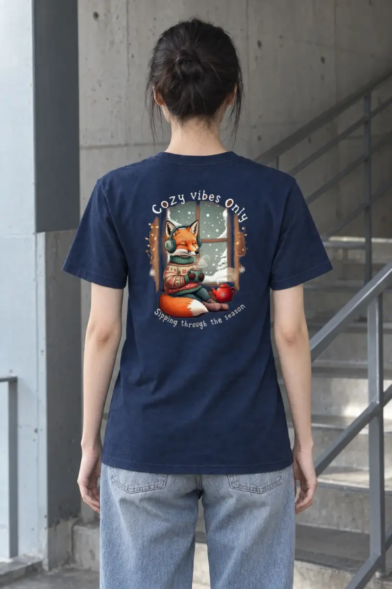 "Snowy Window Fox" Heavyweight Unisex Crewneck T-shirt