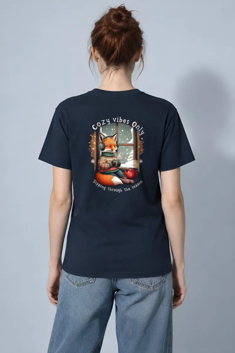 "Snowy Window Fox" Heavyweight Unisex Crewneck T-shirt