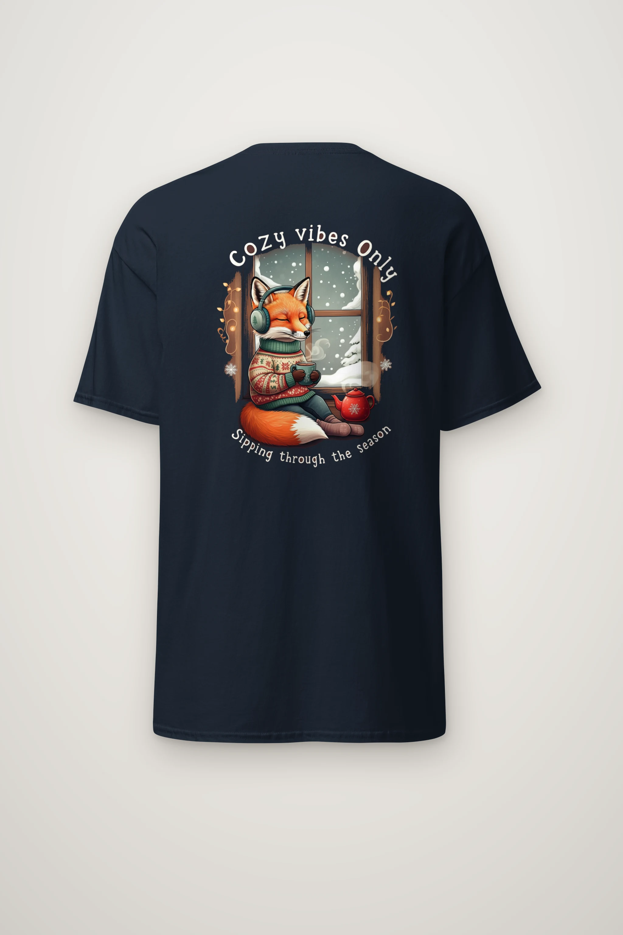 "Snowy Window Fox" Heavyweight Unisex Crewneck T-shirt