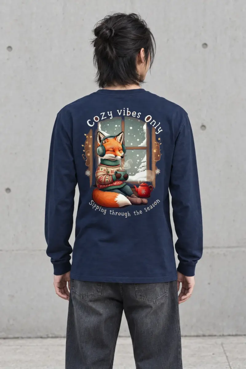 "Snowy Window Fox" Unisex Longsleeve T-shirt