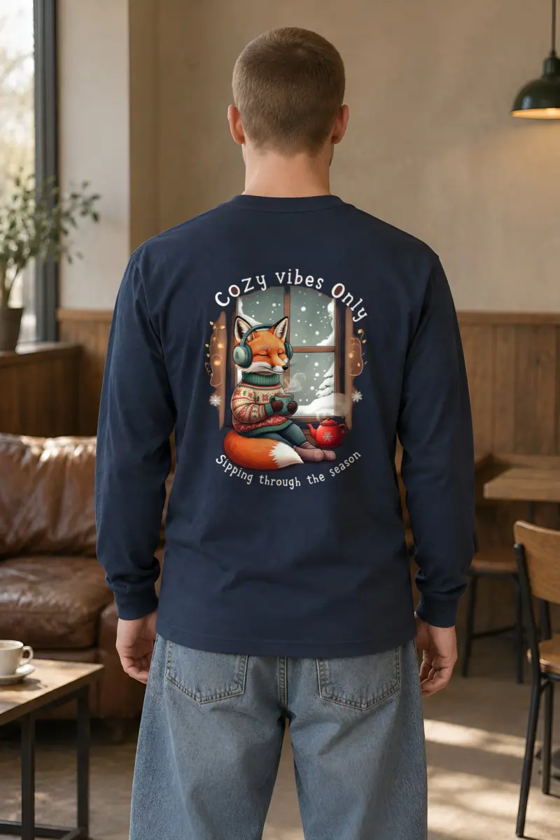 "Snowy Window Fox" Unisex Longsleeve T-shirt