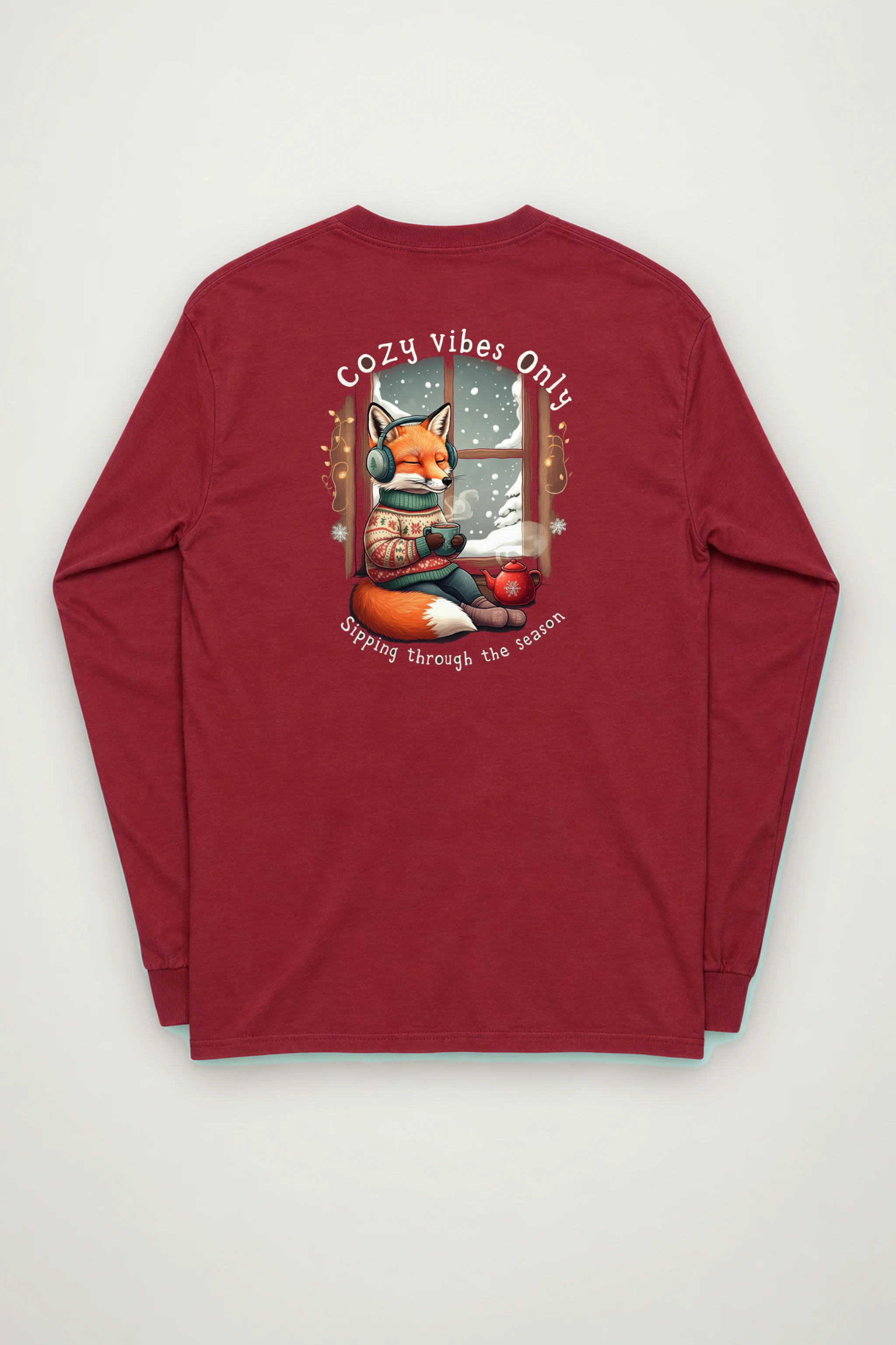 "Snowy Window Fox" Unisex Longsleeve T-shirt