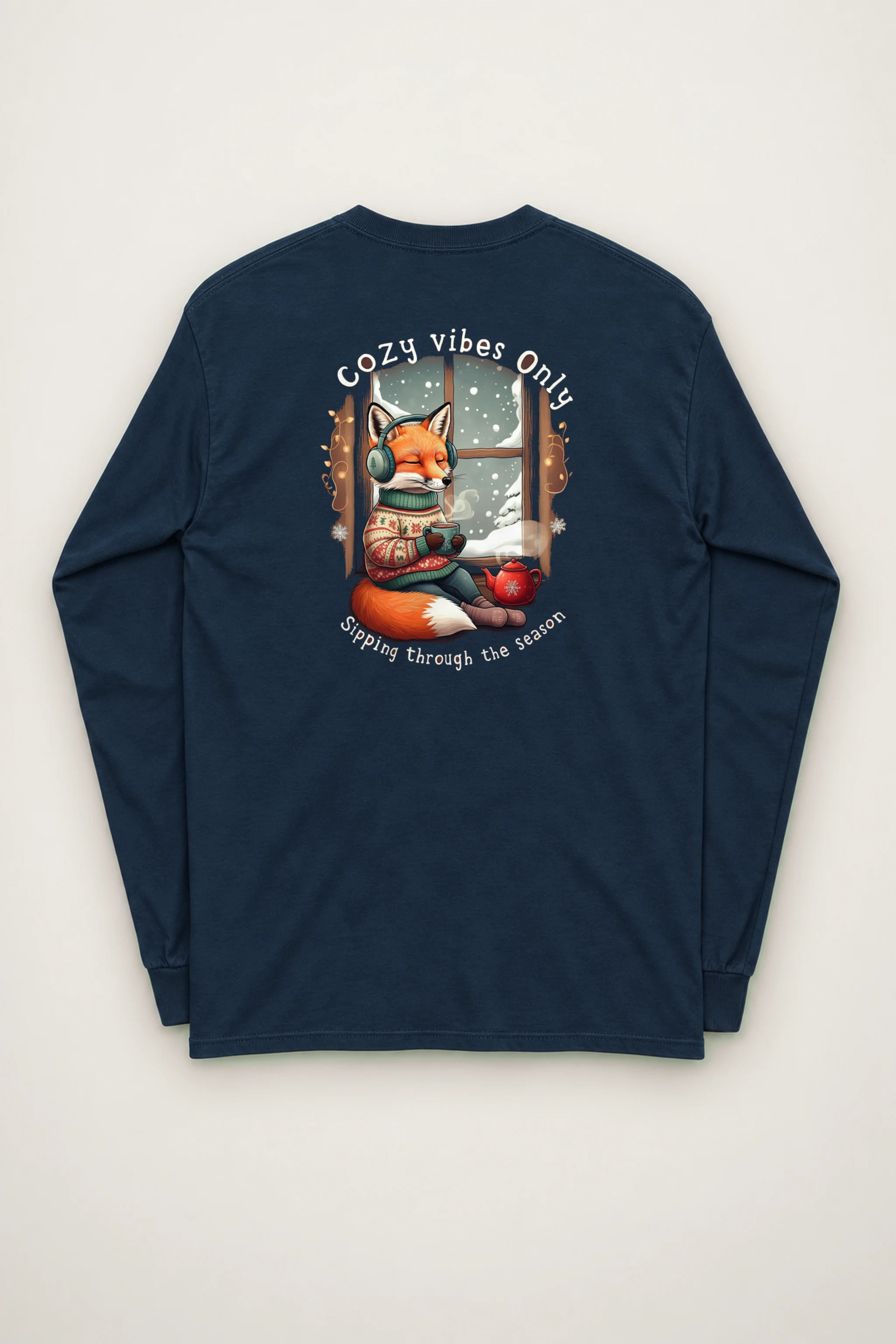 "Snowy Window Fox" Unisex Longsleeve T-shirt