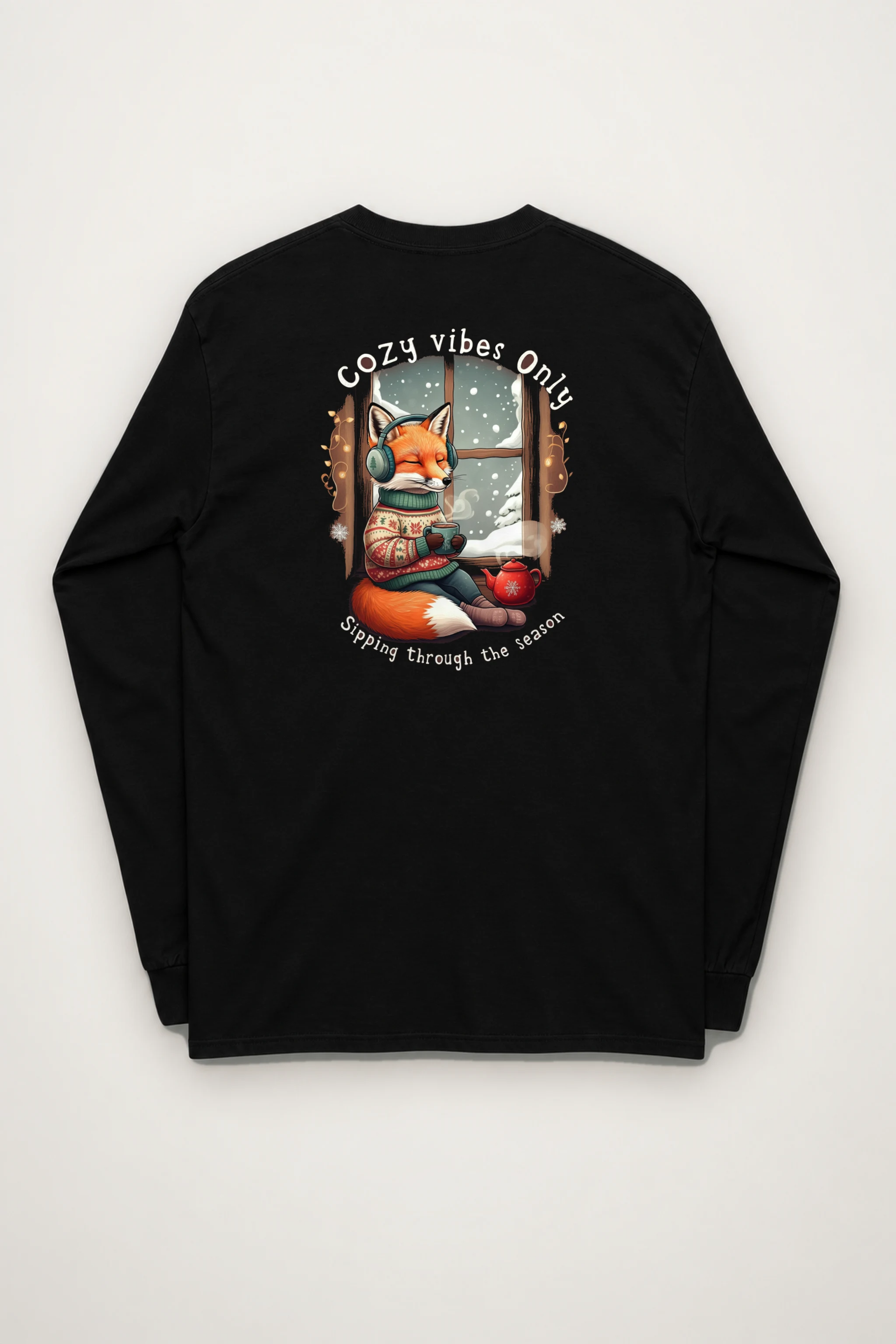 "Snowy Window Fox" Unisex Longsleeve T-shirt