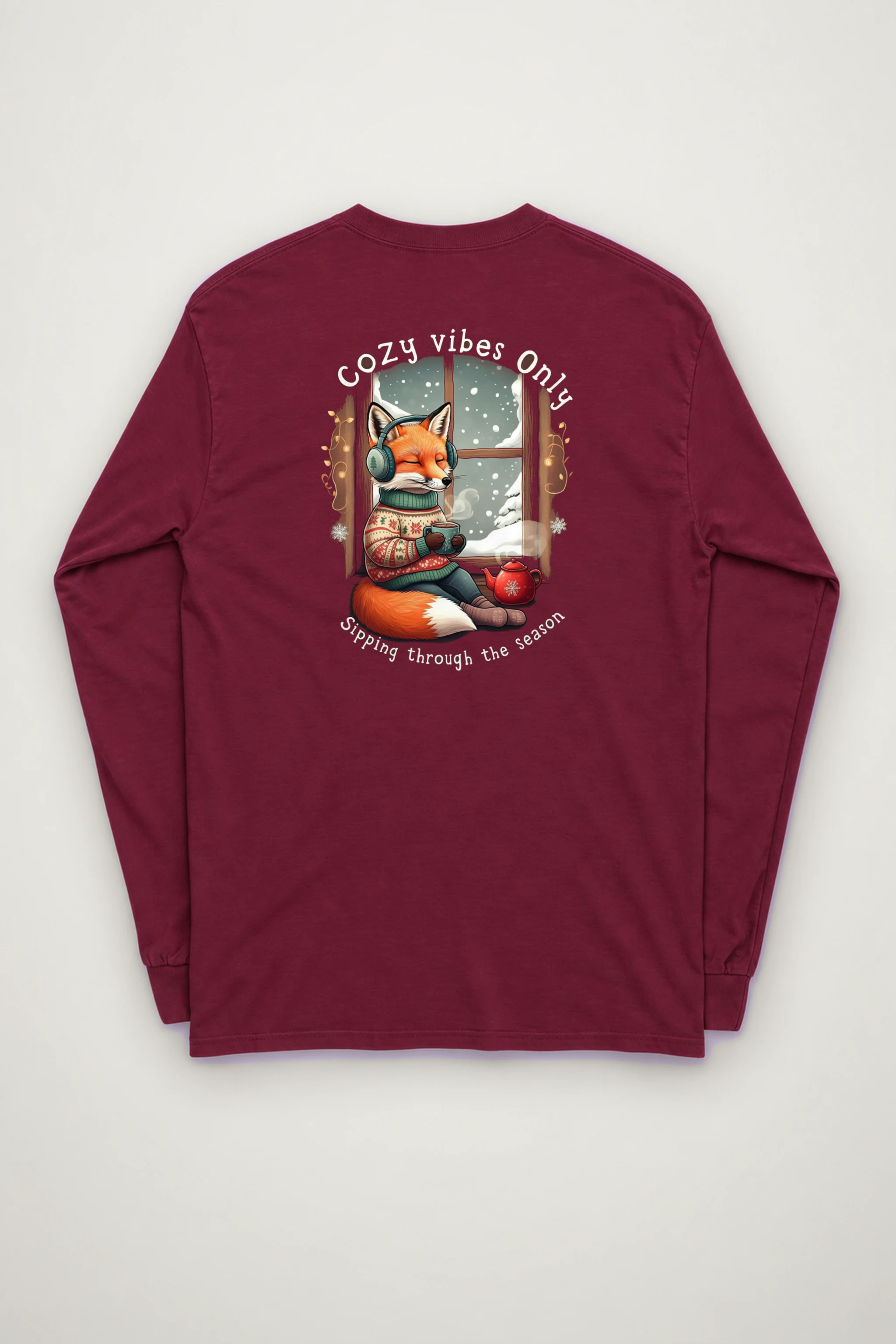 "Snowy Window Fox" Unisex Longsleeve T-shirt