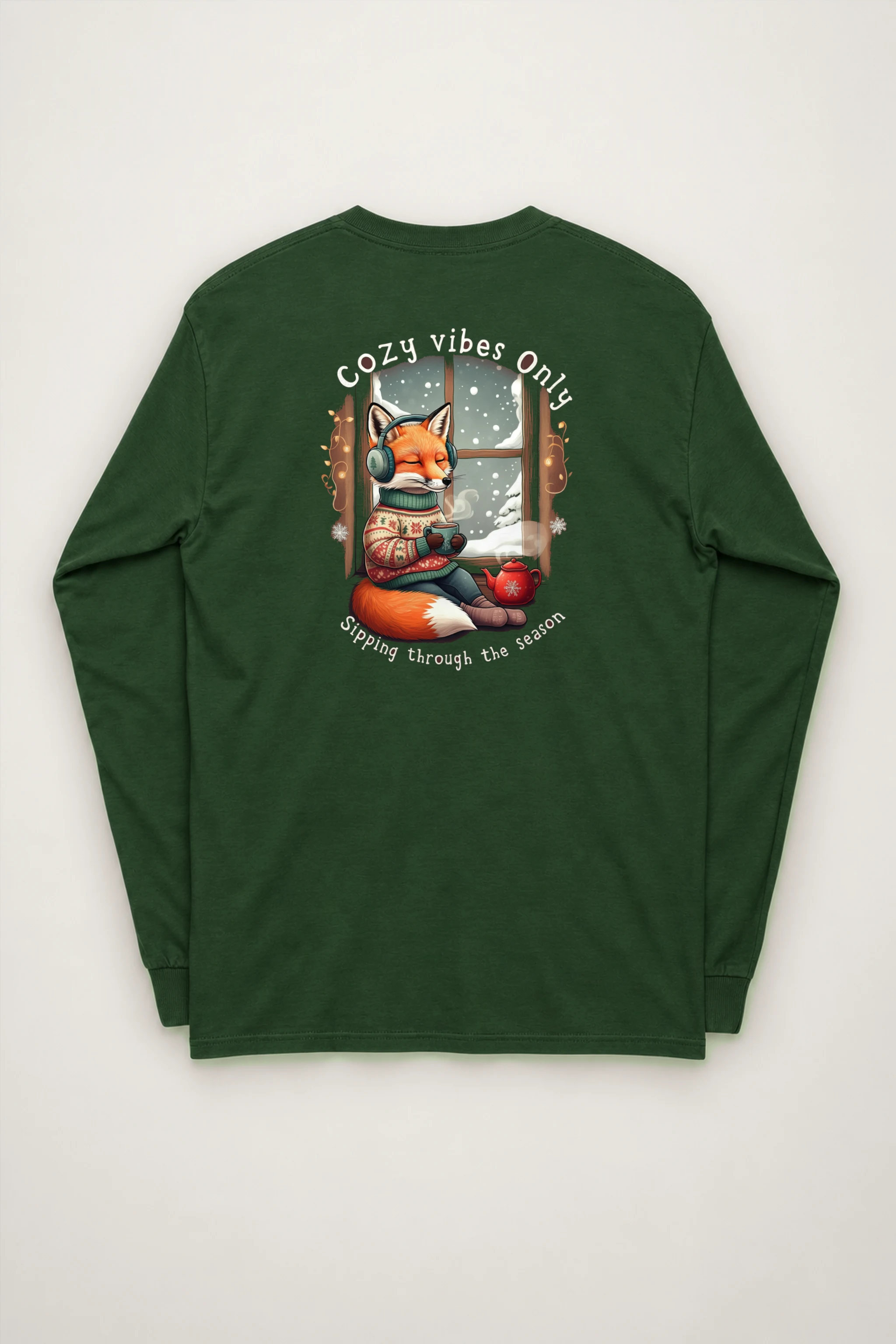 "Snowy Window Fox" Unisex Longsleeve T-shirt