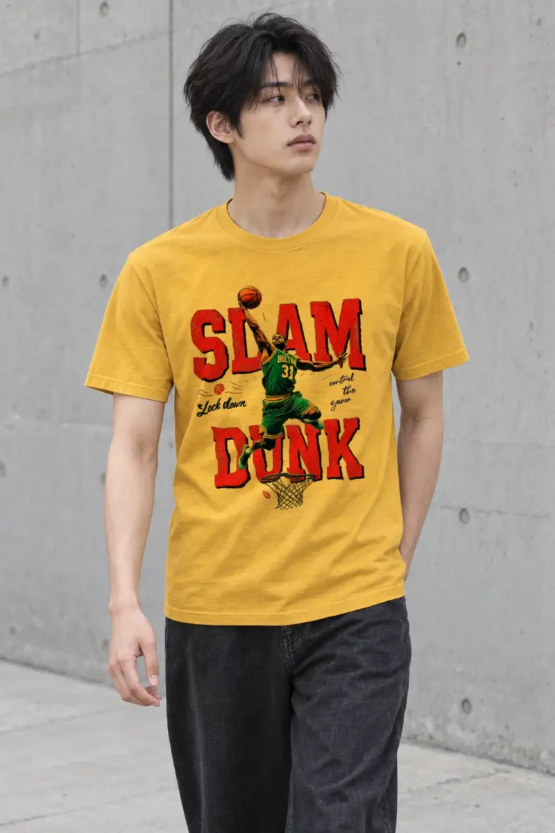 "Soaring Basketball Player" Heavyweight Unisex Crewneck T-shirt | Gildan 5000