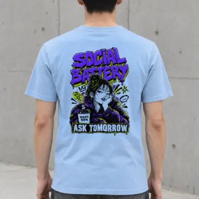 "Social Battery" Heavyweight Unisex Crewneck T-shirt | Gildan 5000