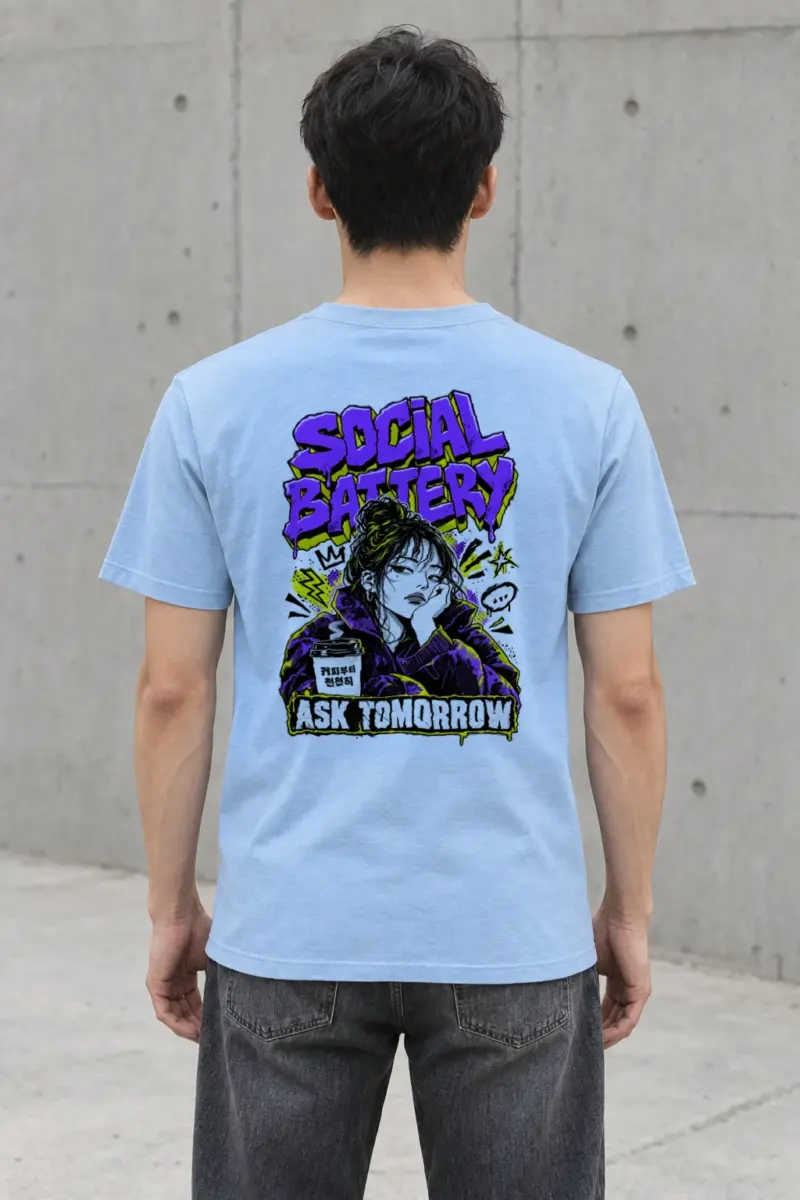 “Social Battery” Heavyweight Unisex Crewneck T-shirt | Gildan 5000