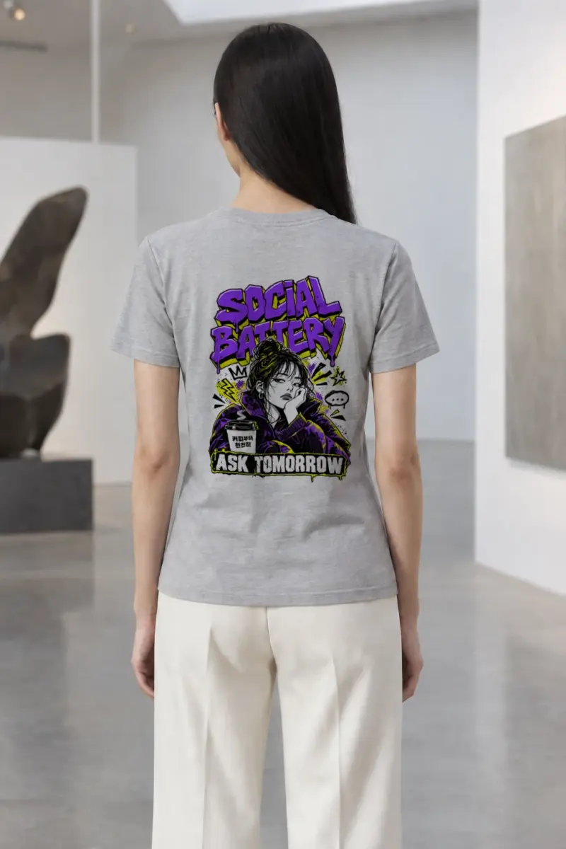 “Social Battery” Heavyweight Unisex Crewneck T-shirt | Gildan 5000
