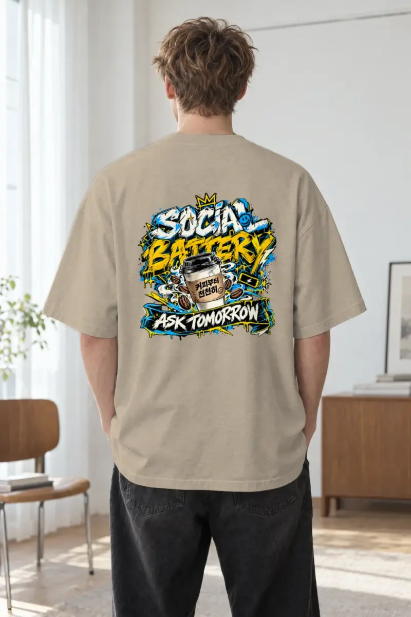 "Ask Tomorrow" Men's Oversized Heavyweight Crewneck T-Shirt