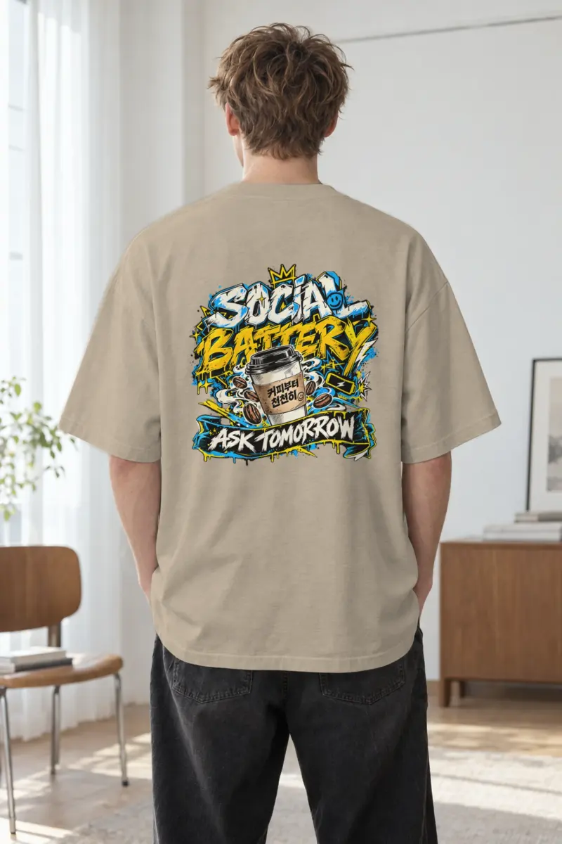 "Ask Tomorrow" Men's Oversized Heavyweight Crewneck T-Shirt