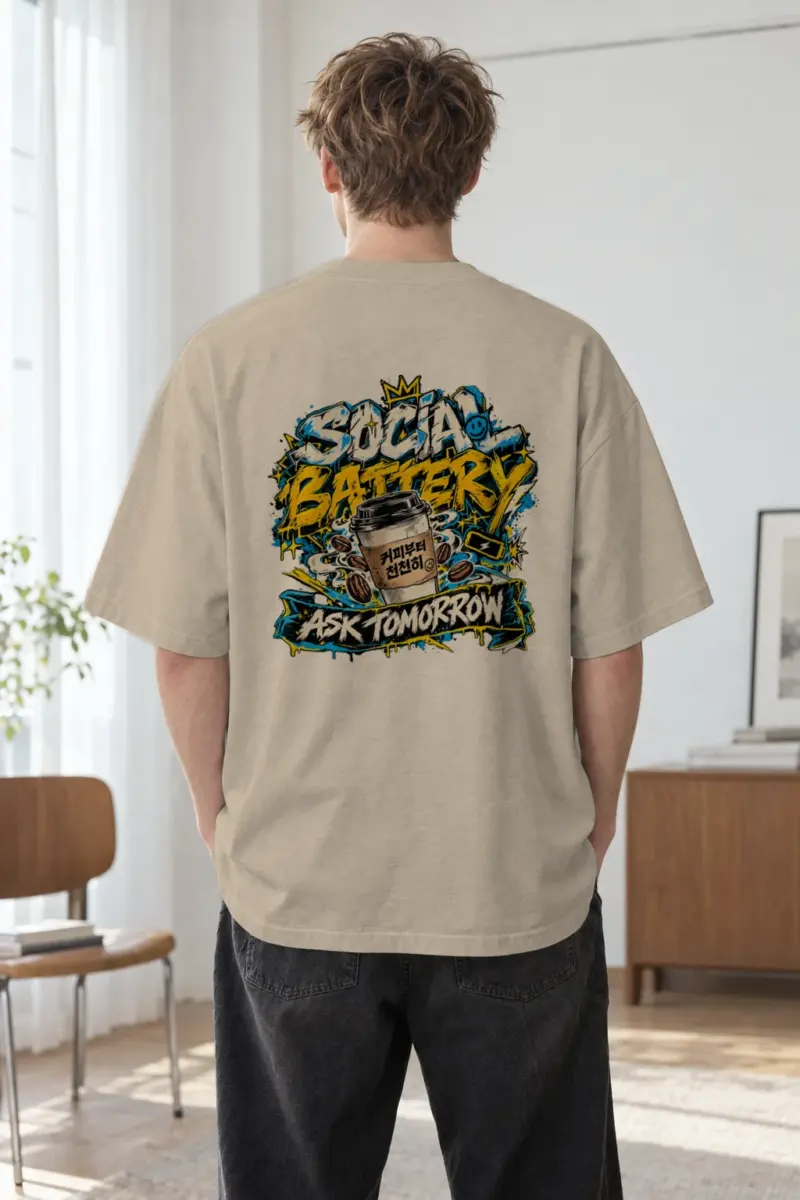 "Ask Tomorrow" Men's Oversized Heavyweight Crewneck T-Shirt
