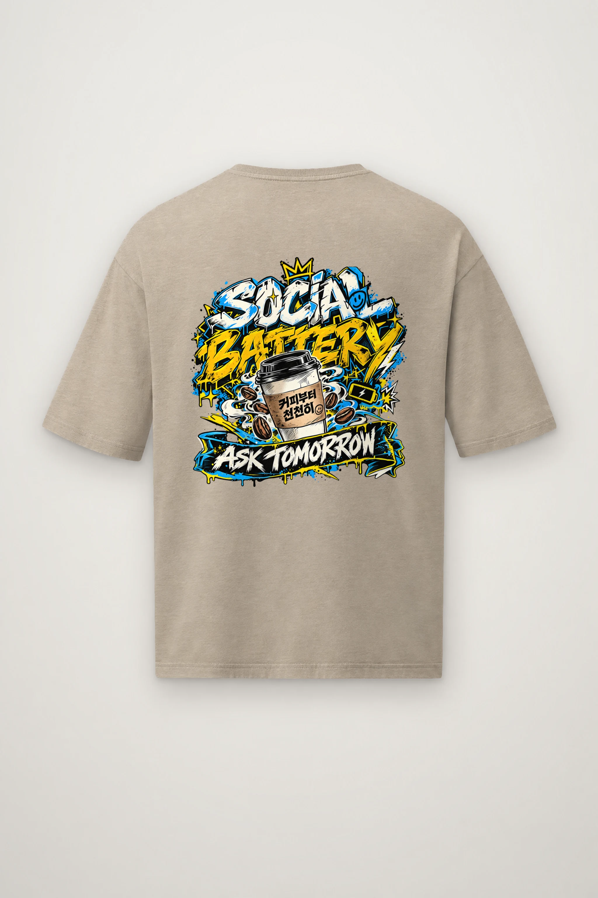 "Ask Tomorrow" Men's Oversized Heavyweight Crewneck T-Shirt