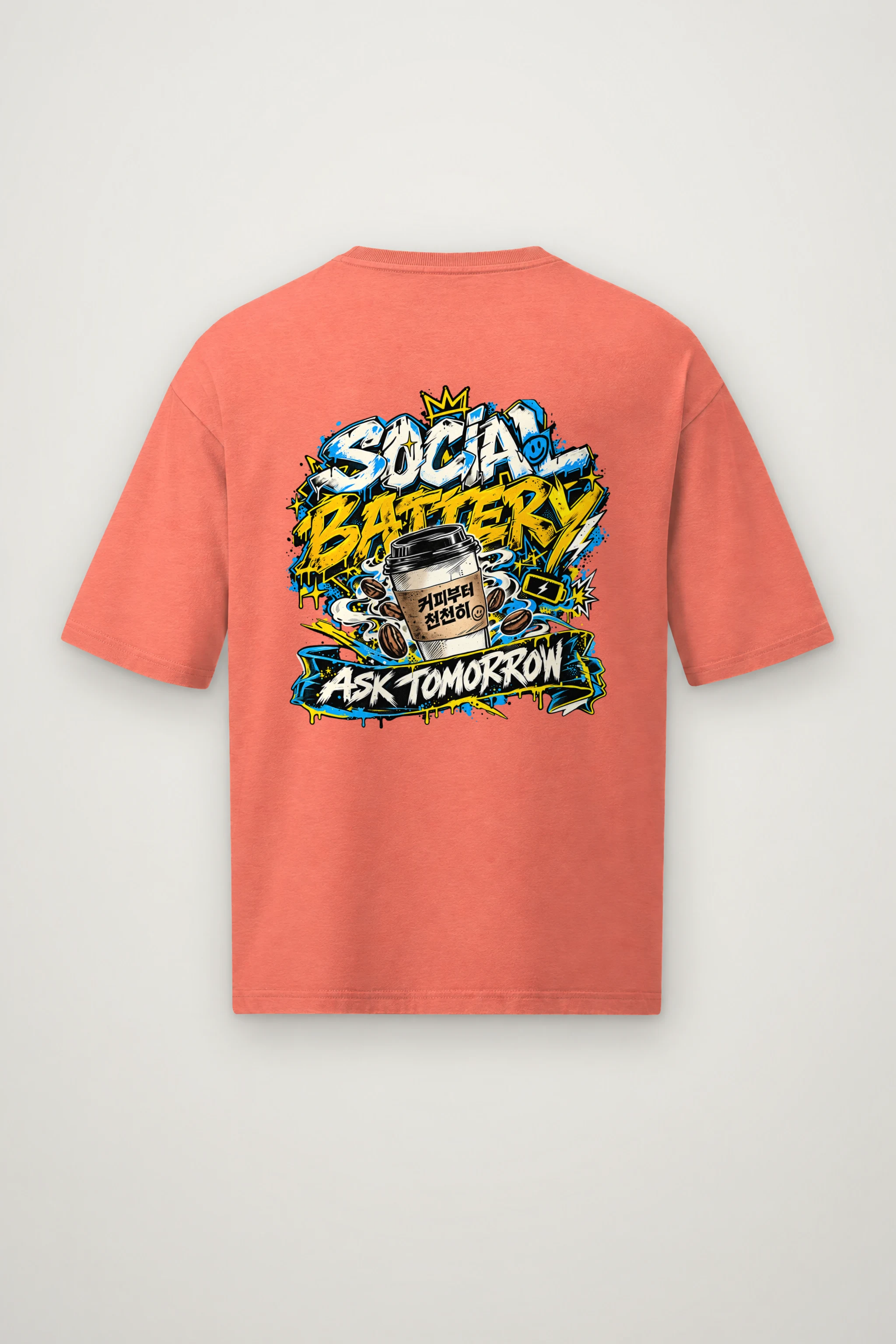 "Ask Tomorrow" Men's Oversized Heavyweight Crewneck T-Shirt