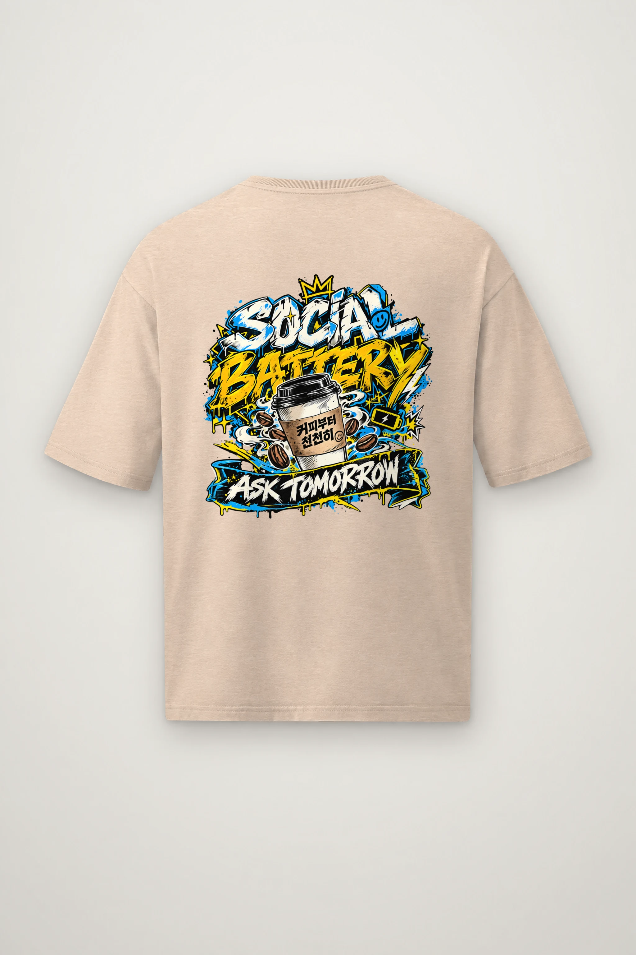"Ask Tomorrow" Men's Oversized Heavyweight Crewneck T-Shirt