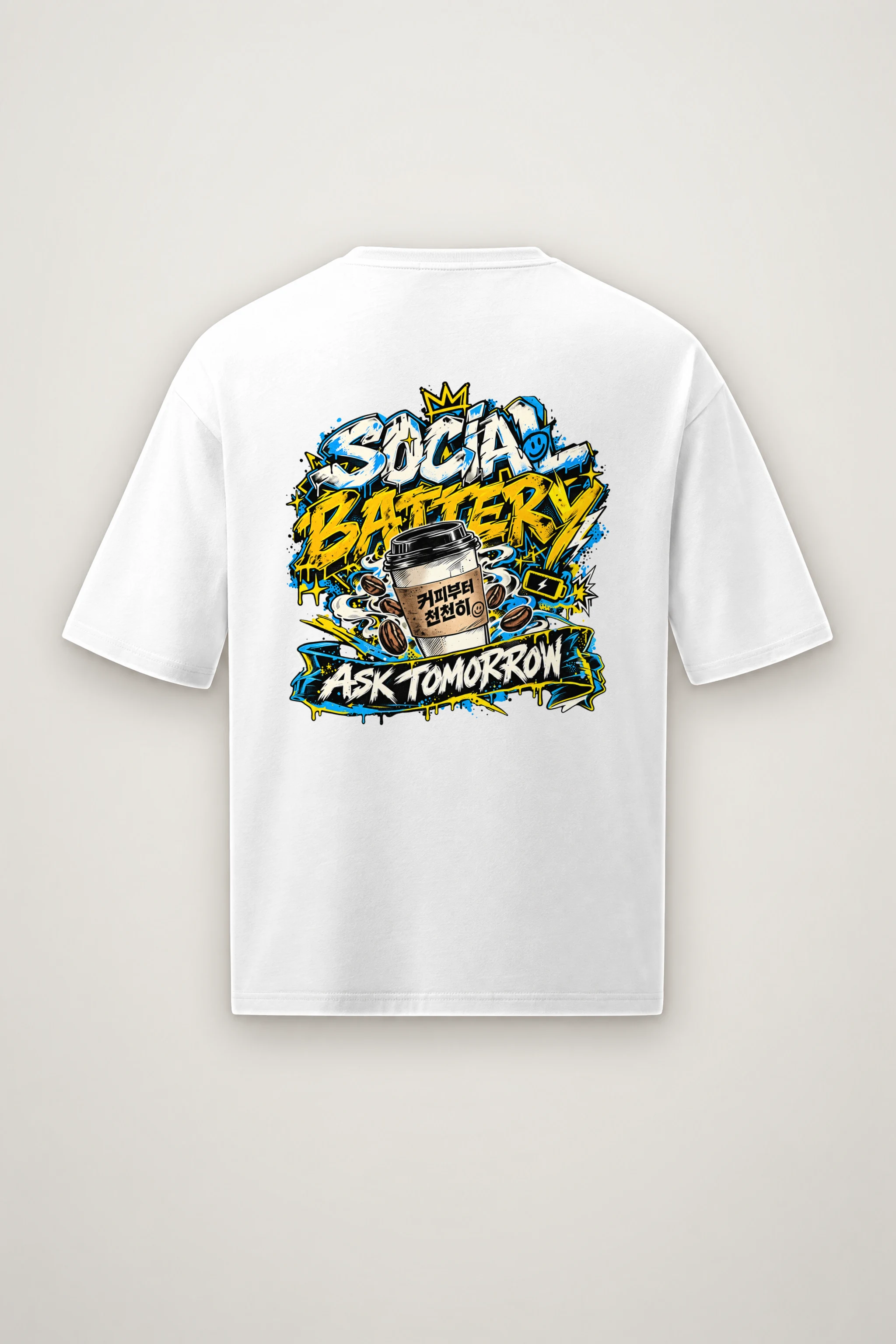 "Ask Tomorrow" Men's Oversized Heavyweight Crewneck T-Shirt