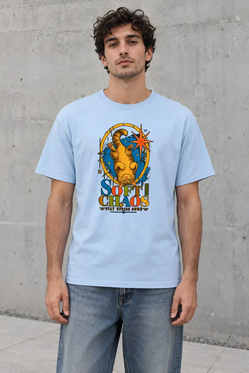 "Soft Chaos Cat" Heavyweight Unisex Crewneck T-shirt