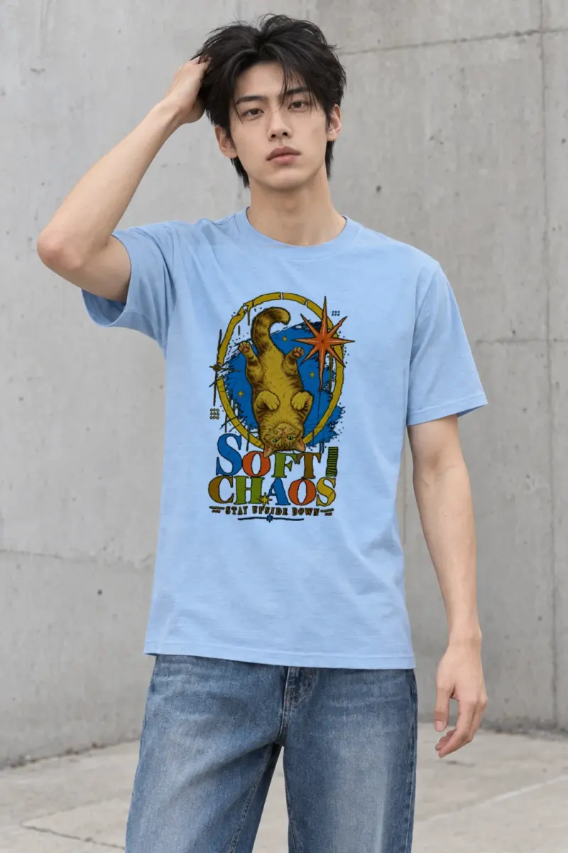 "Soft Chaos Cat" Heavyweight Unisex Crewneck T-shirt