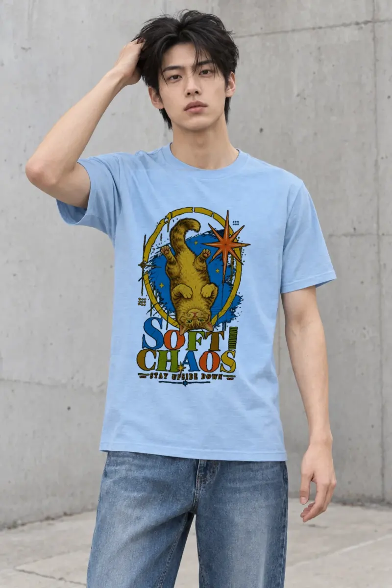"Soft Chaos Cat" Heavyweight Unisex Crewneck T-shirt