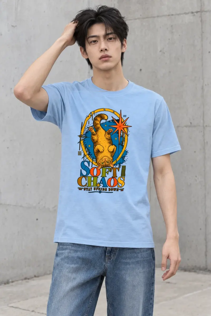 "Soft Chaos Cat" Heavyweight Unisex Crewneck T-shirt