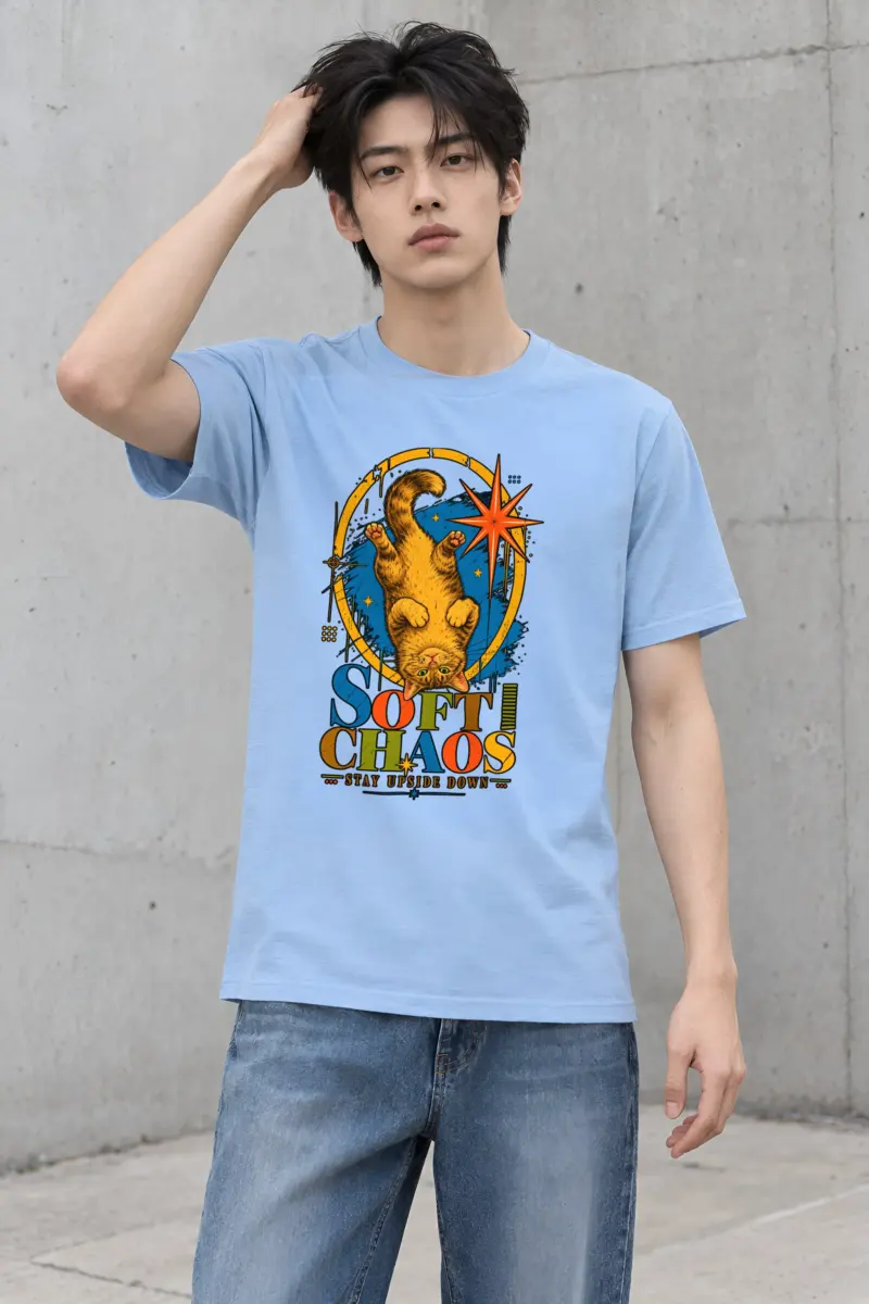 "Soft Chaos Cat" Heavyweight Unisex Crewneck T-shirt
