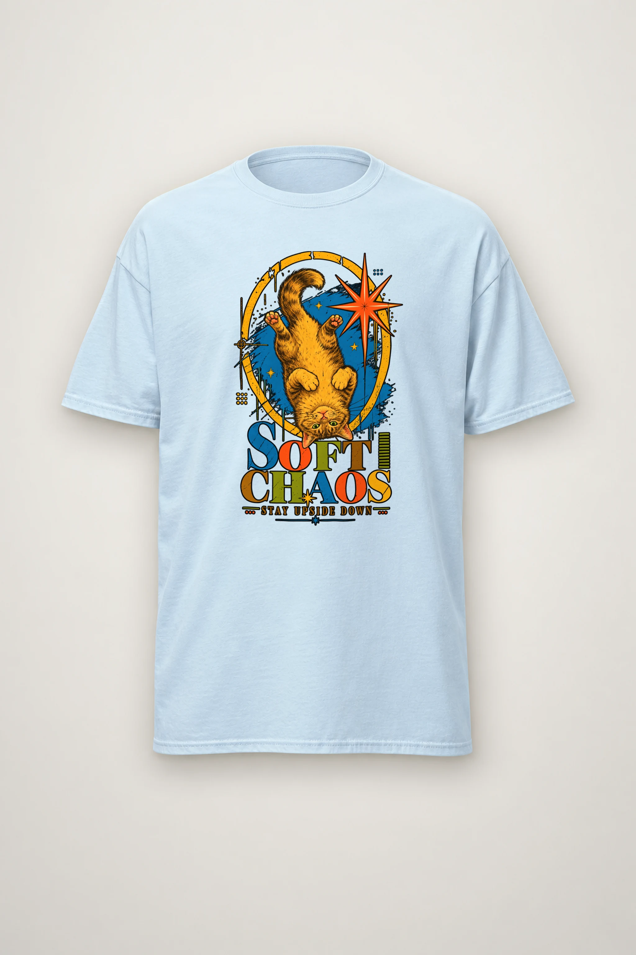 "Soft Chaos Cat" Heavyweight Unisex Crewneck T-shirt