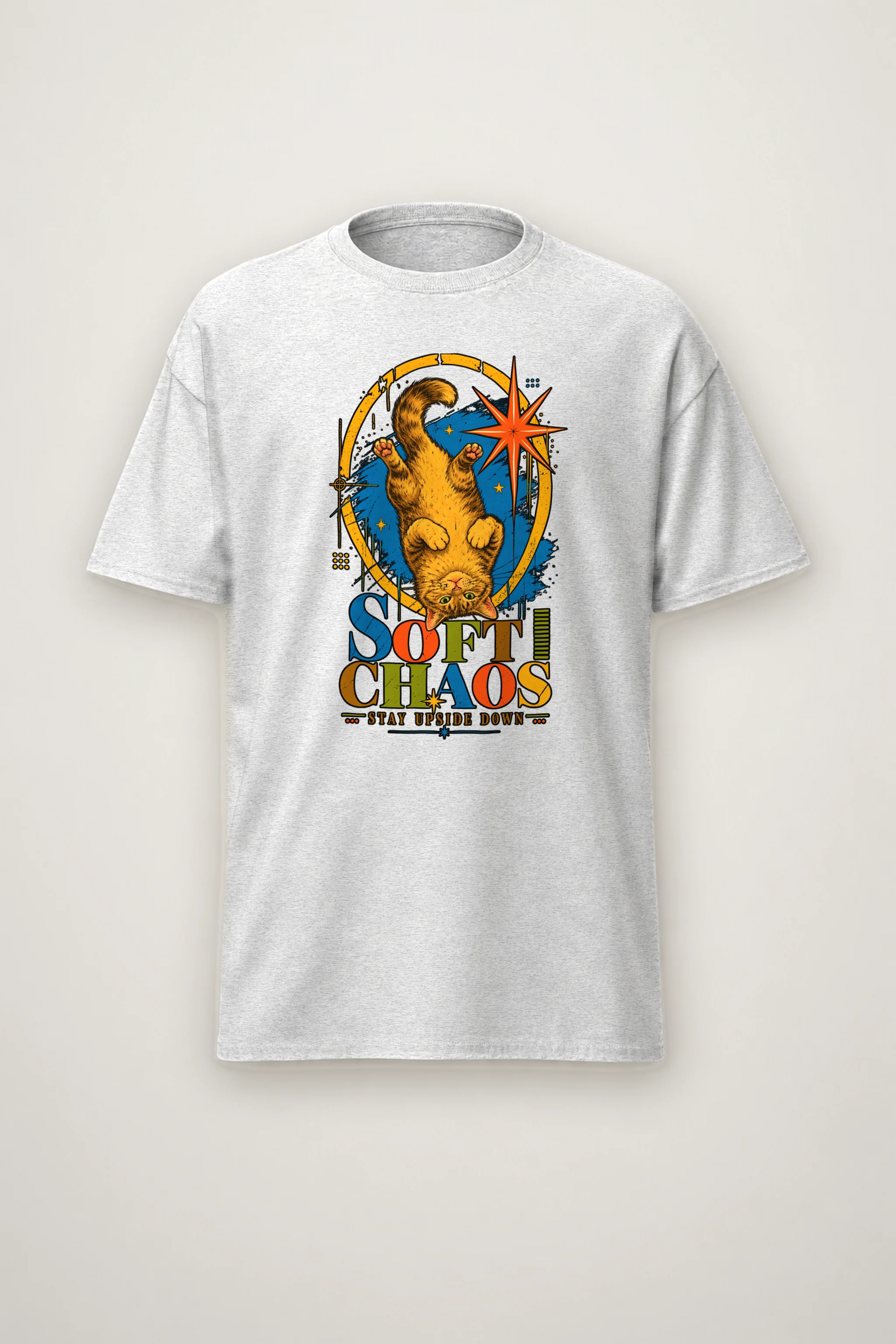 "Soft Chaos Cat" Heavyweight Unisex Crewneck T-shirt