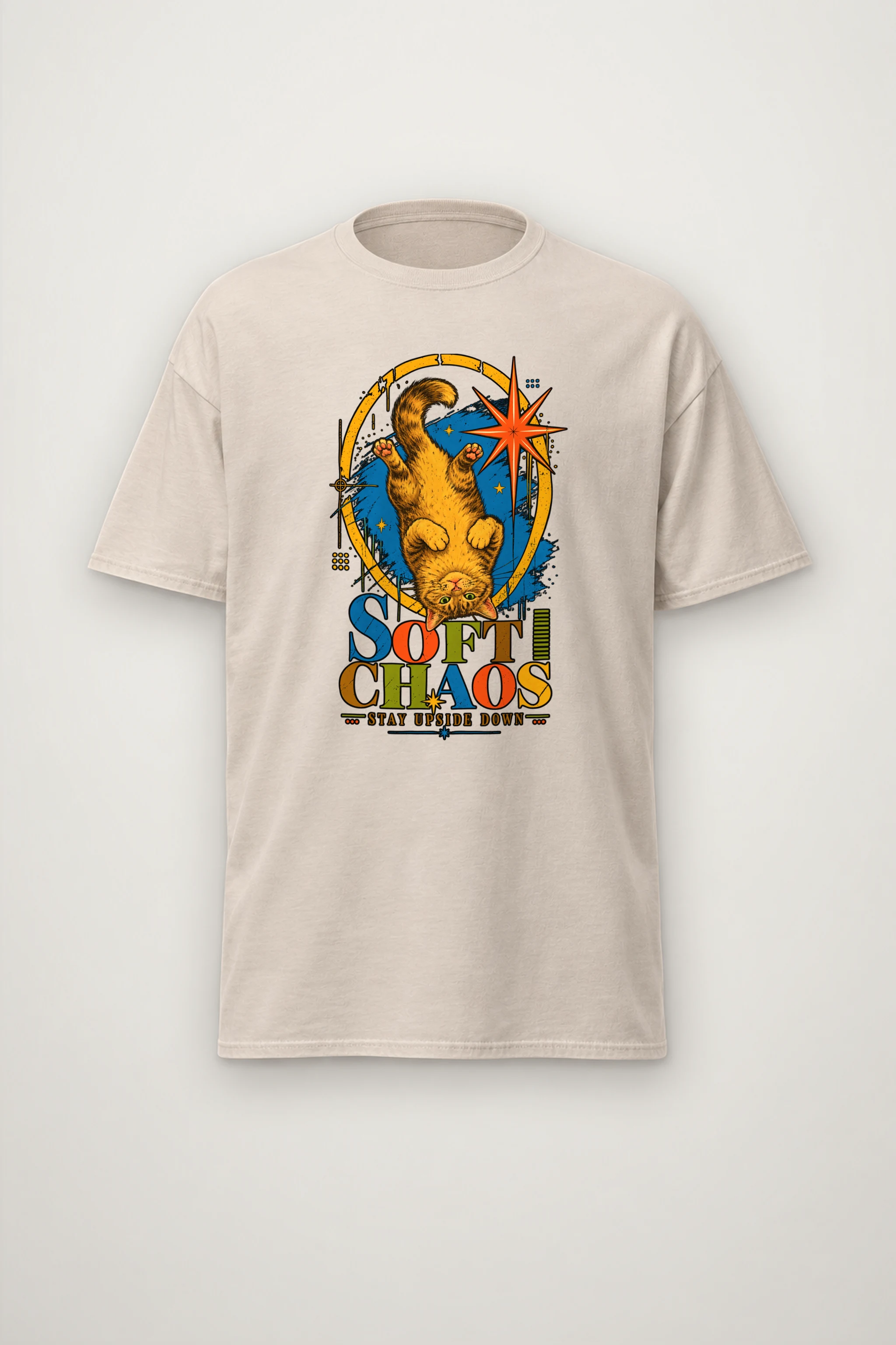 "Soft Chaos Cat" Heavyweight Unisex Crewneck T-shirt