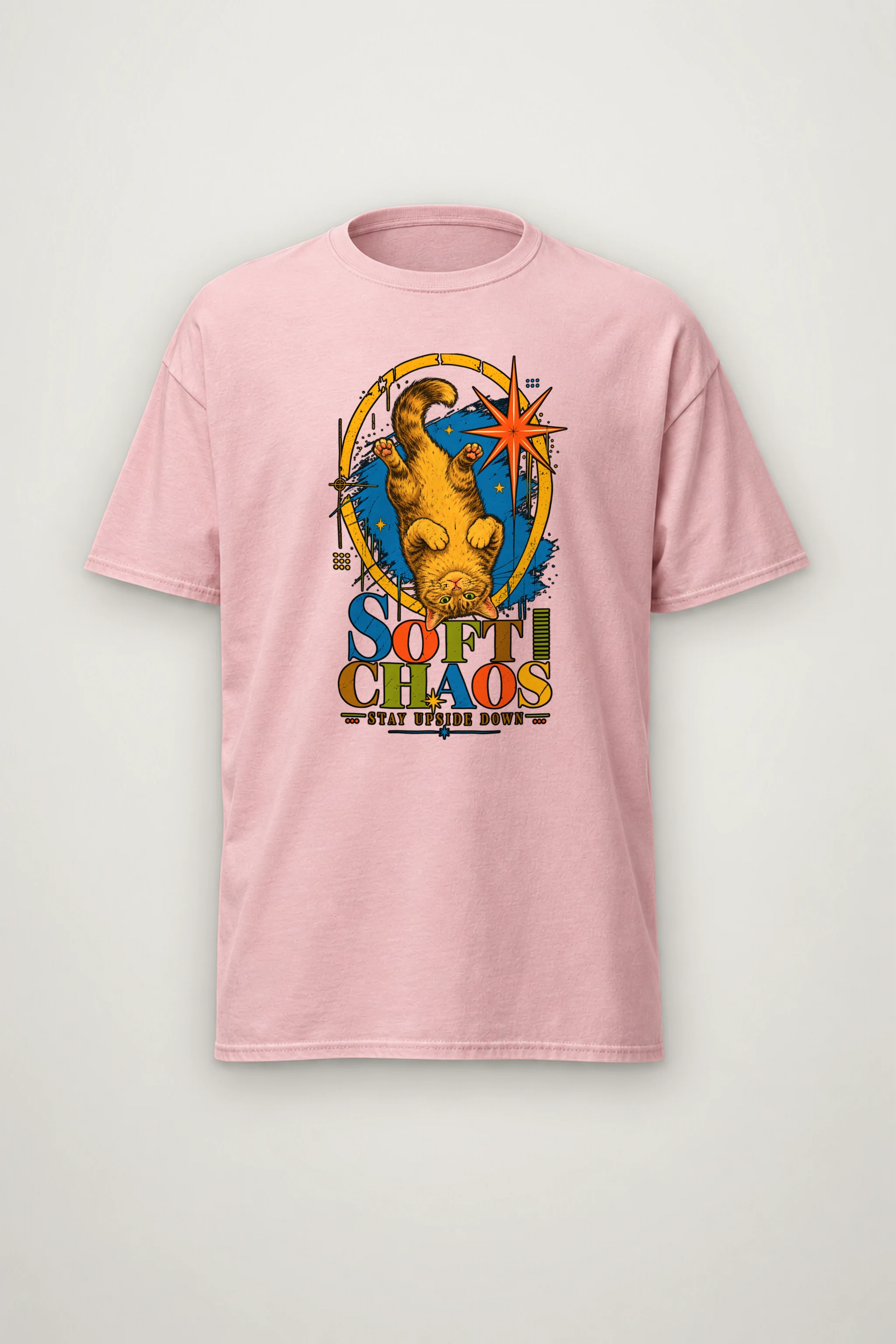 "Soft Chaos Cat" Heavyweight Unisex Crewneck T-shirt