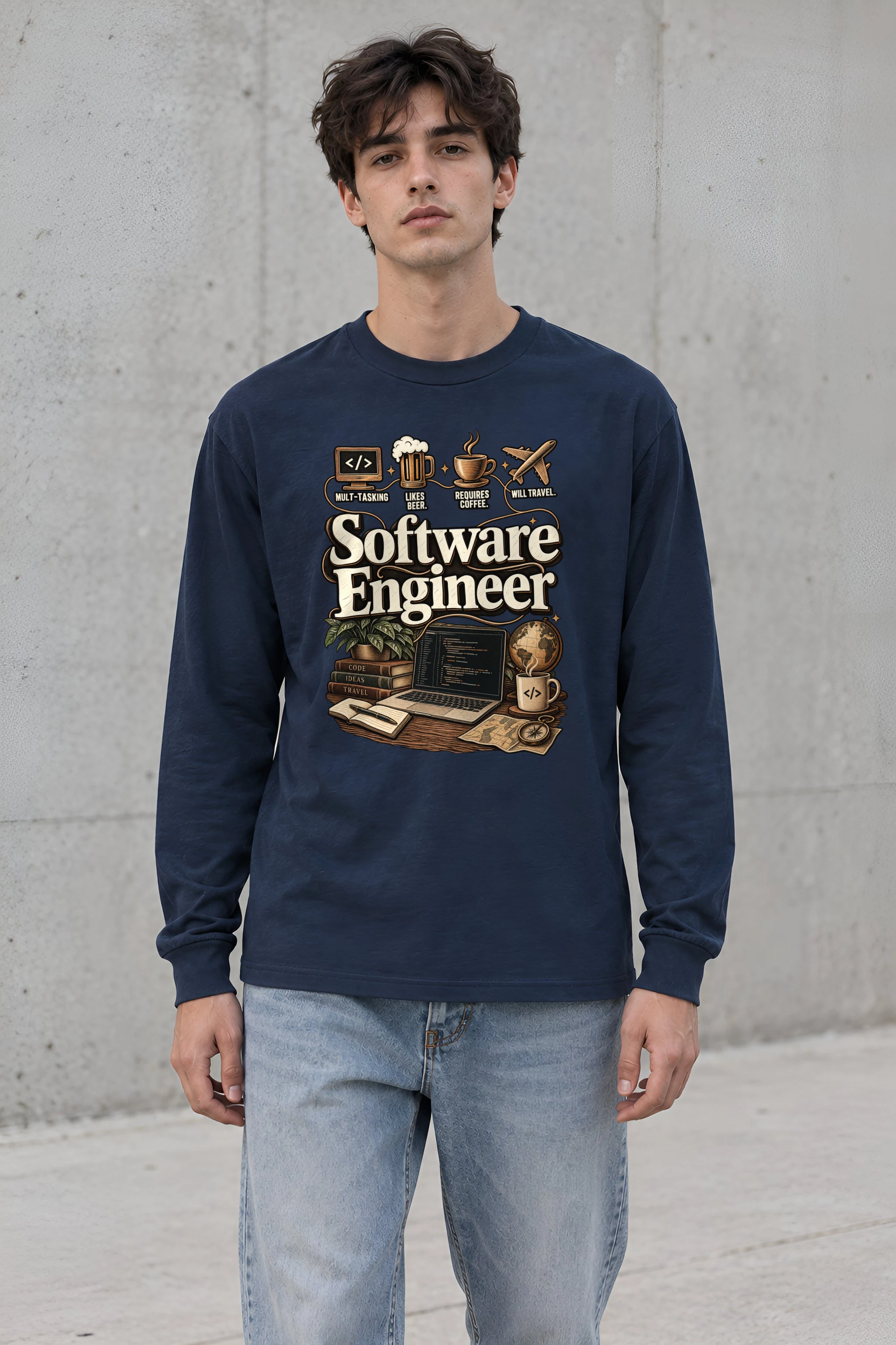 "Software Engineer Illustration" Unisex Longsleeve T-shirt