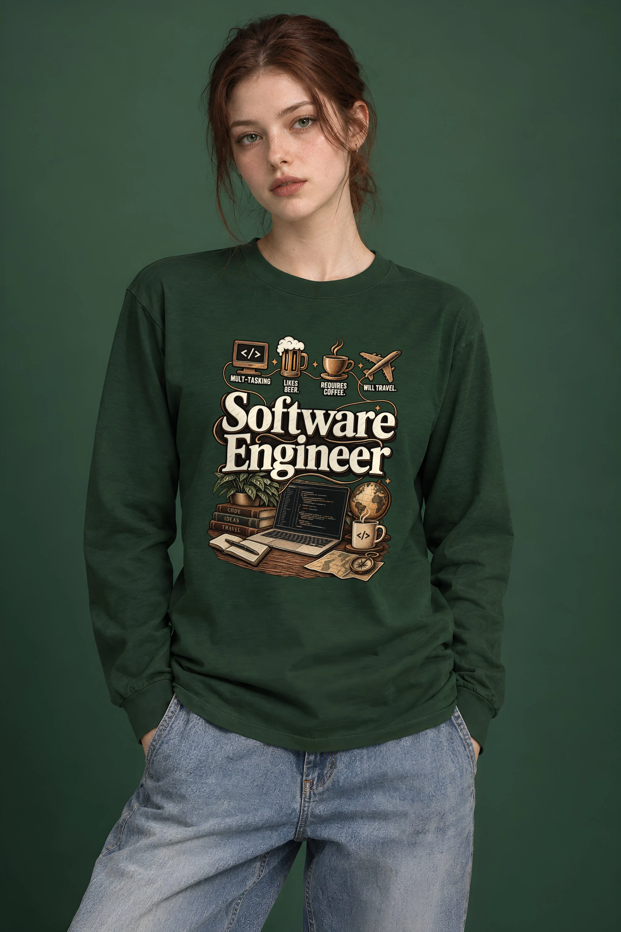 "Software Engineer Illustration" Unisex Longsleeve T-shirt