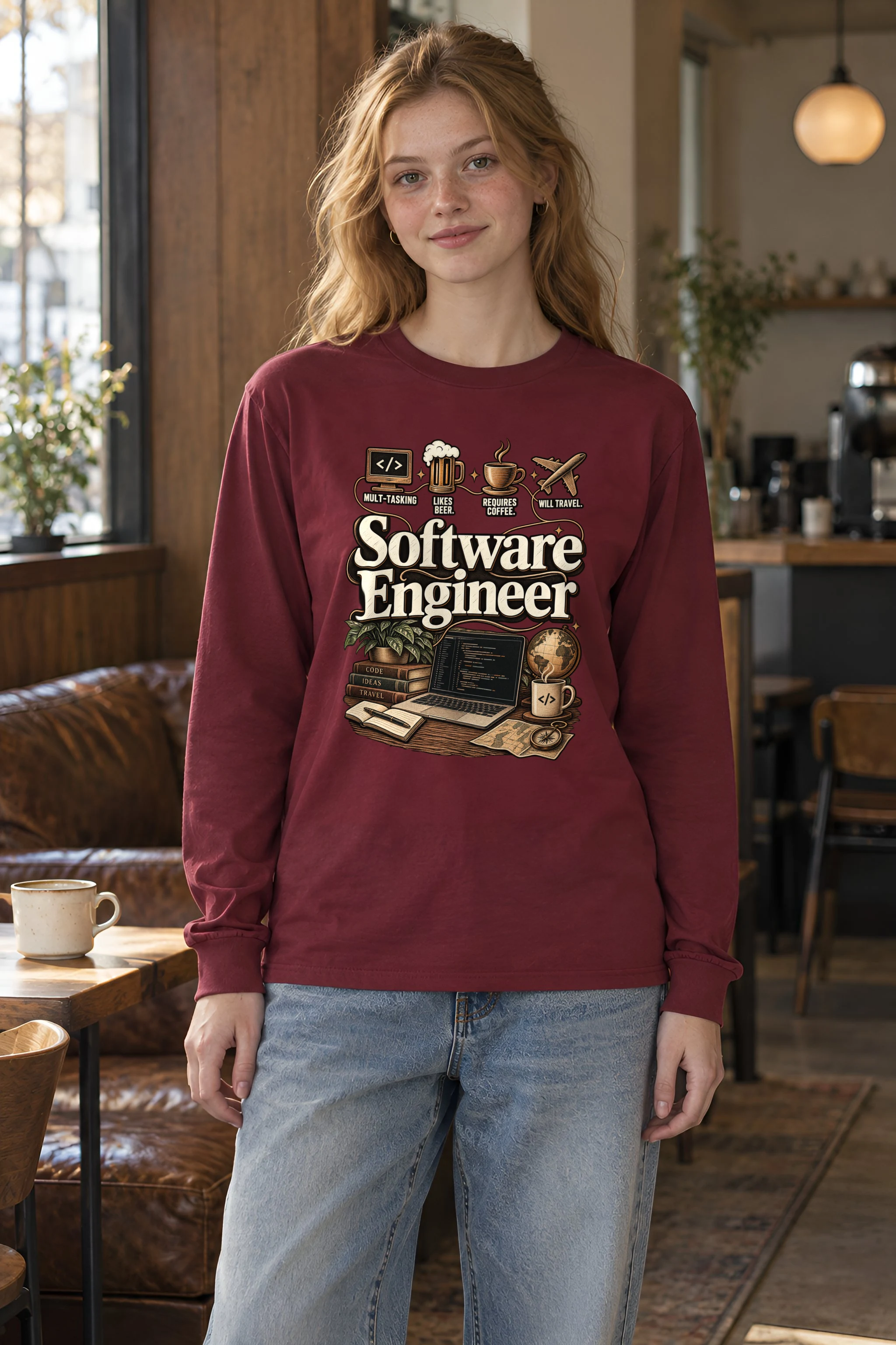 "Software Engineer Illustration" Unisex Longsleeve T-shirt