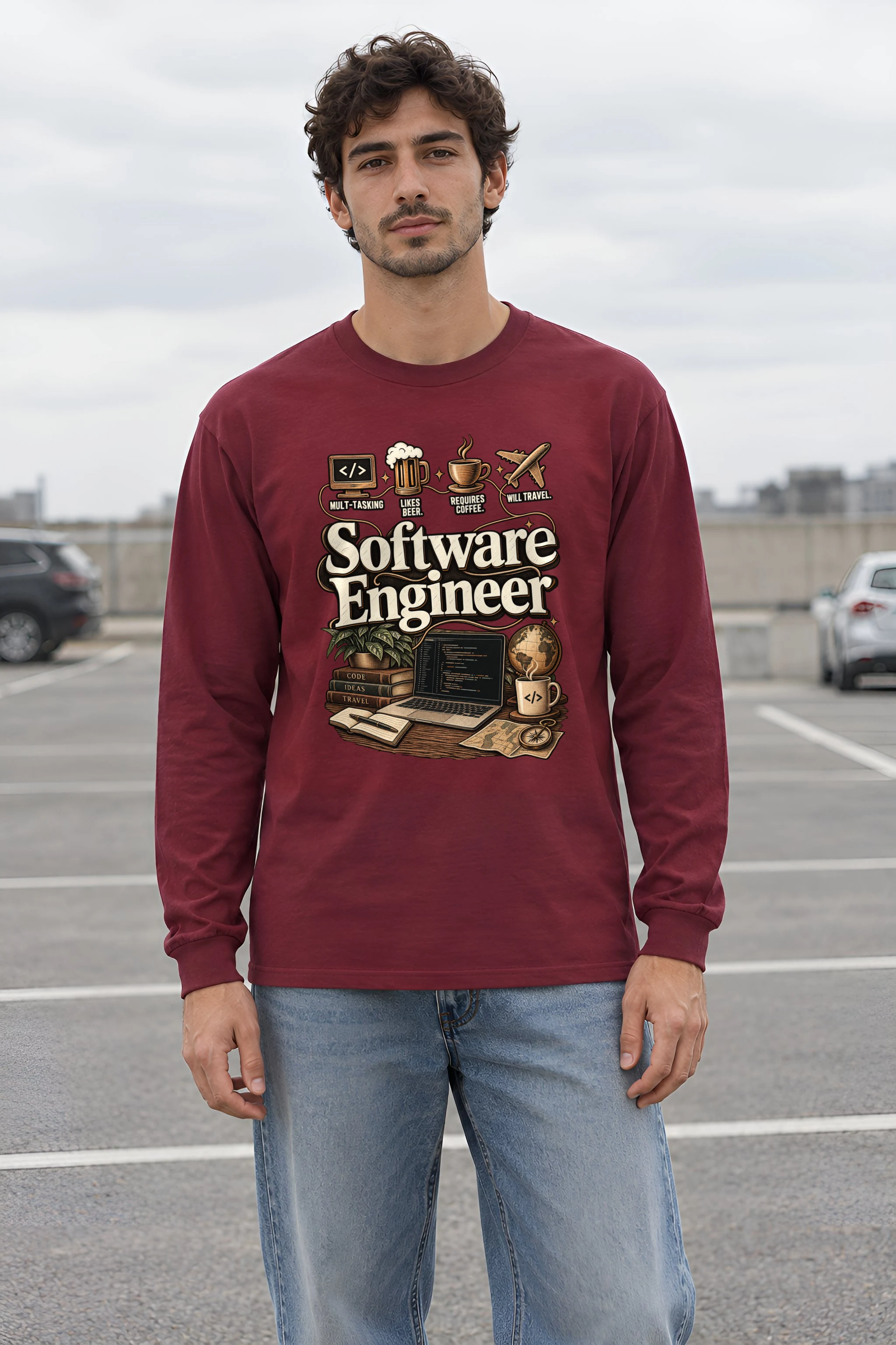 "Software Engineer Illustration" Unisex Longsleeve T-shirt